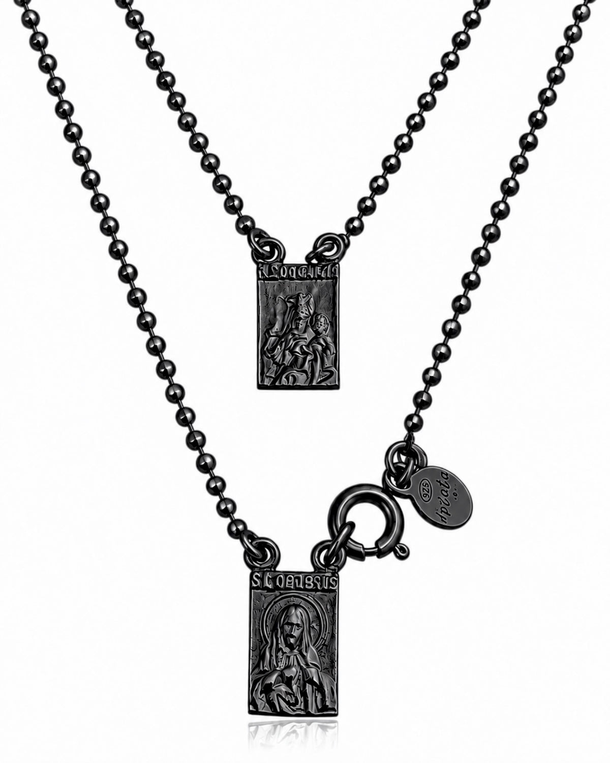 S- Mesh Scapular with Darkened Silver Sphere