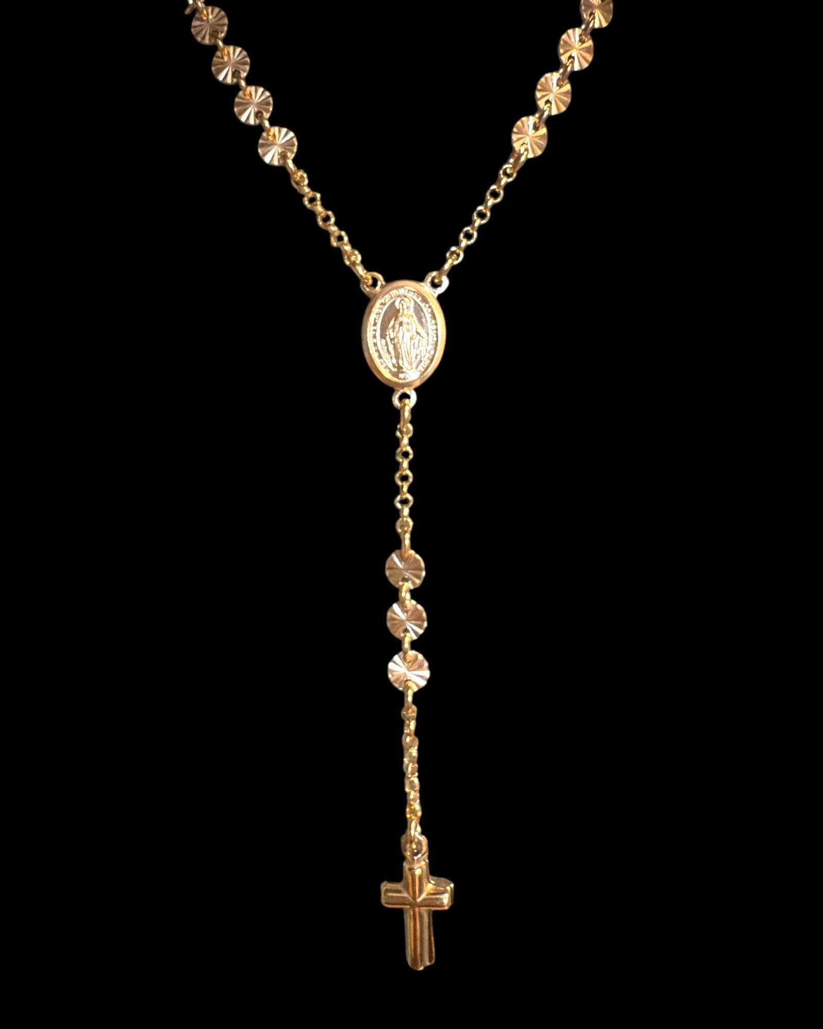 Gold-plated silver rosary necklace