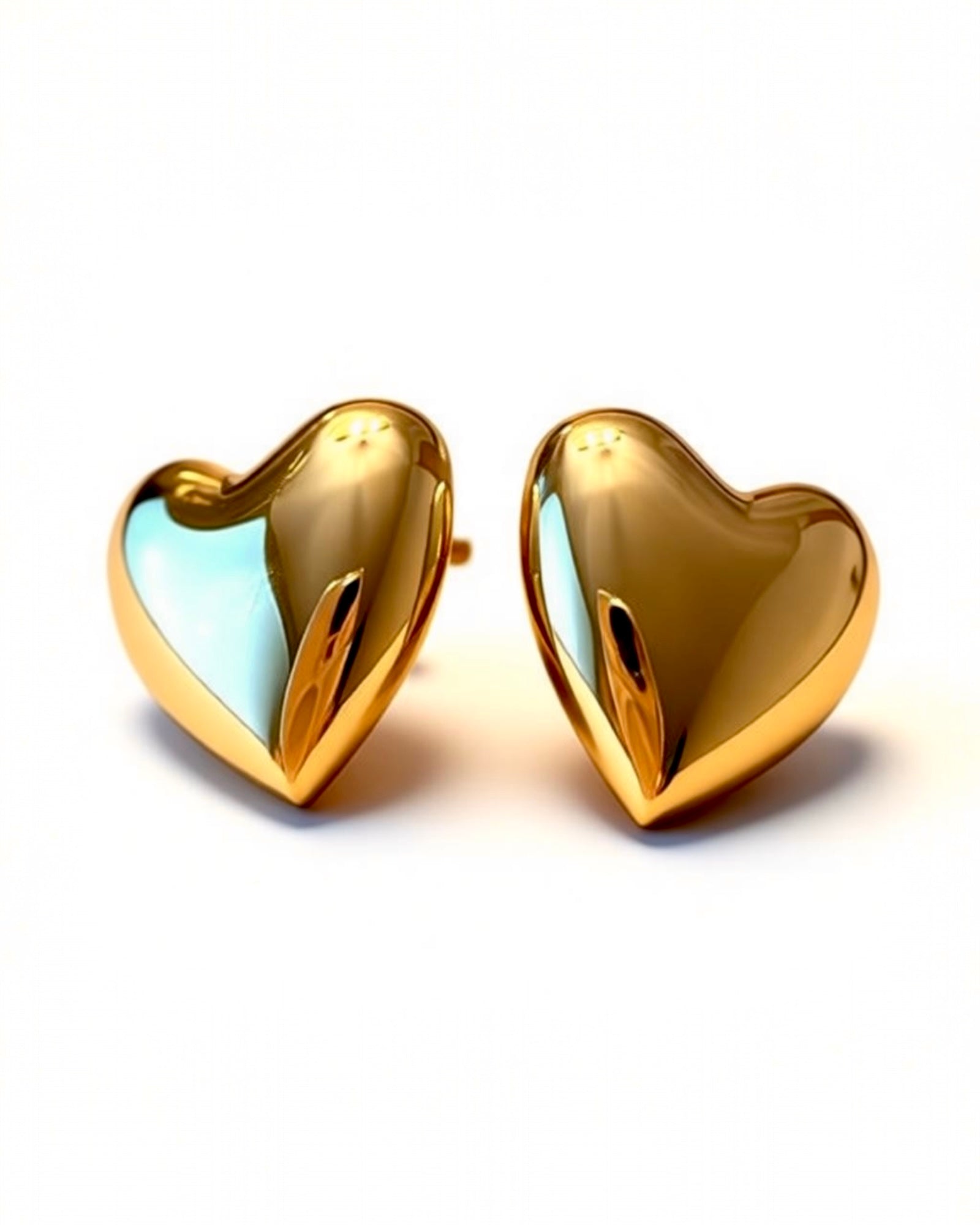 Full Heart Earrings in Gold-Plated Silver