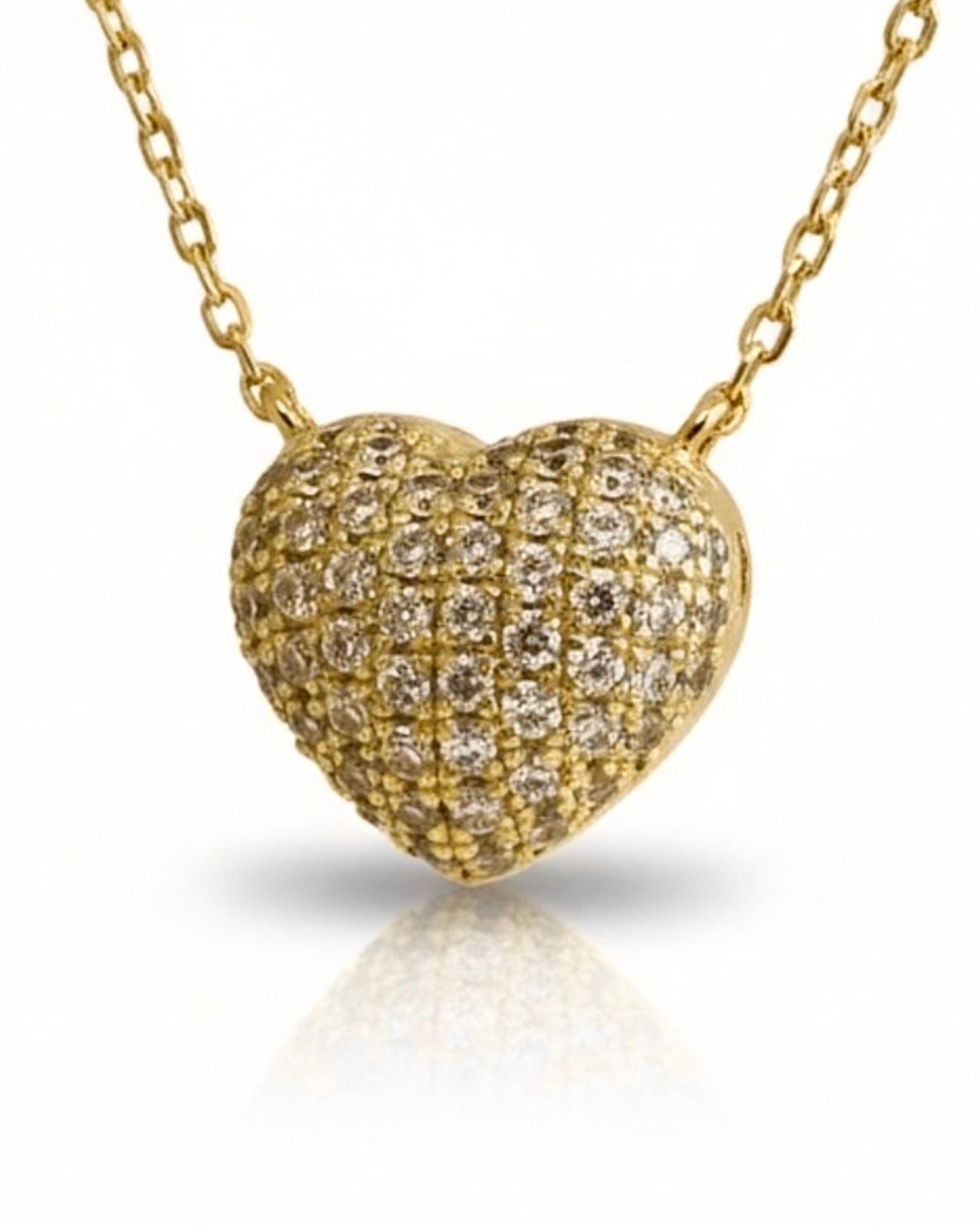 Colar Coração em Prata Dourada