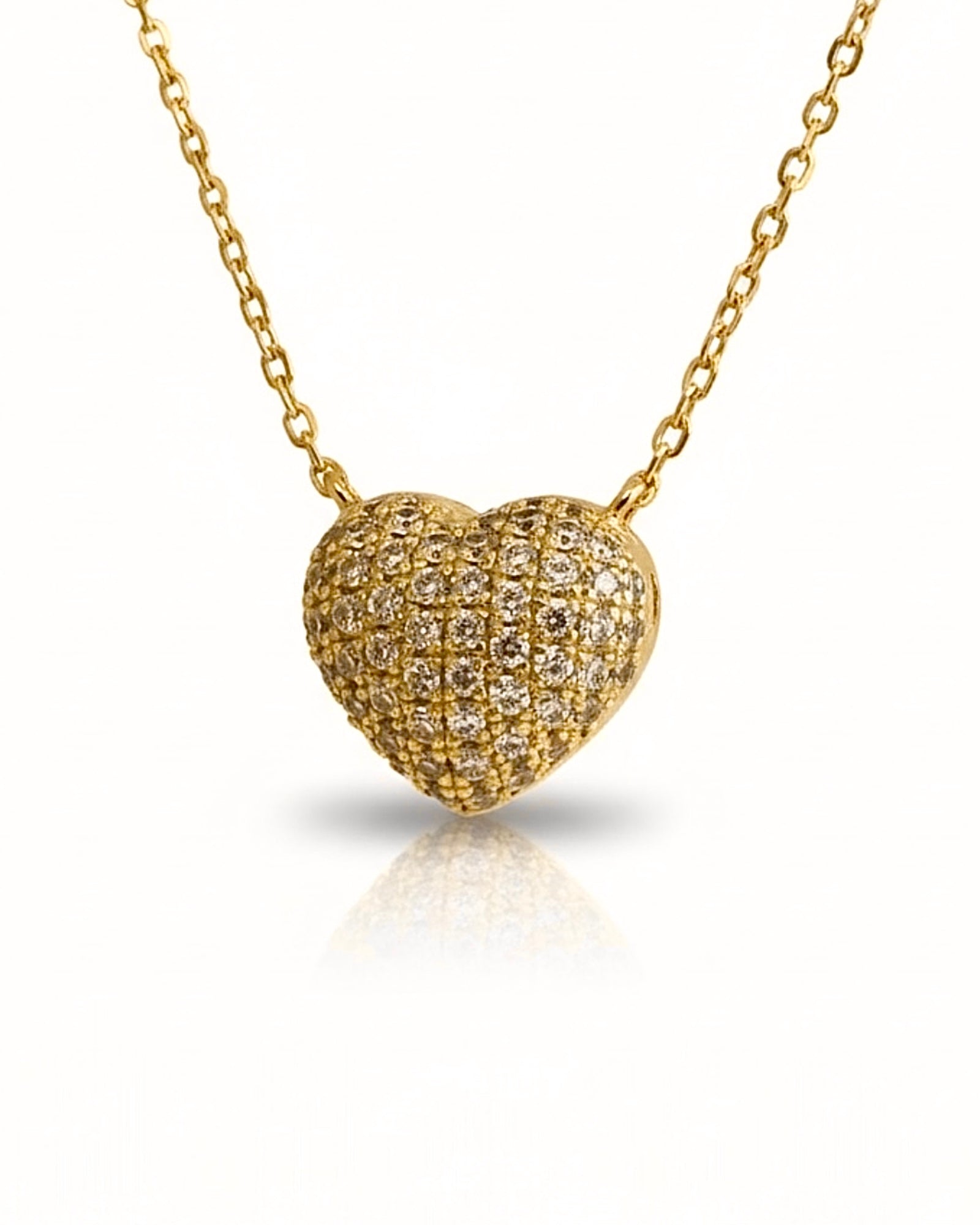 Colar Coração em Prata Dourada