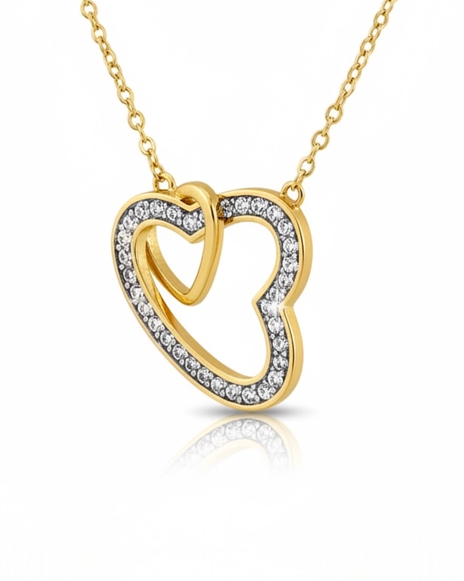 Colar Corações em Prata Dourada