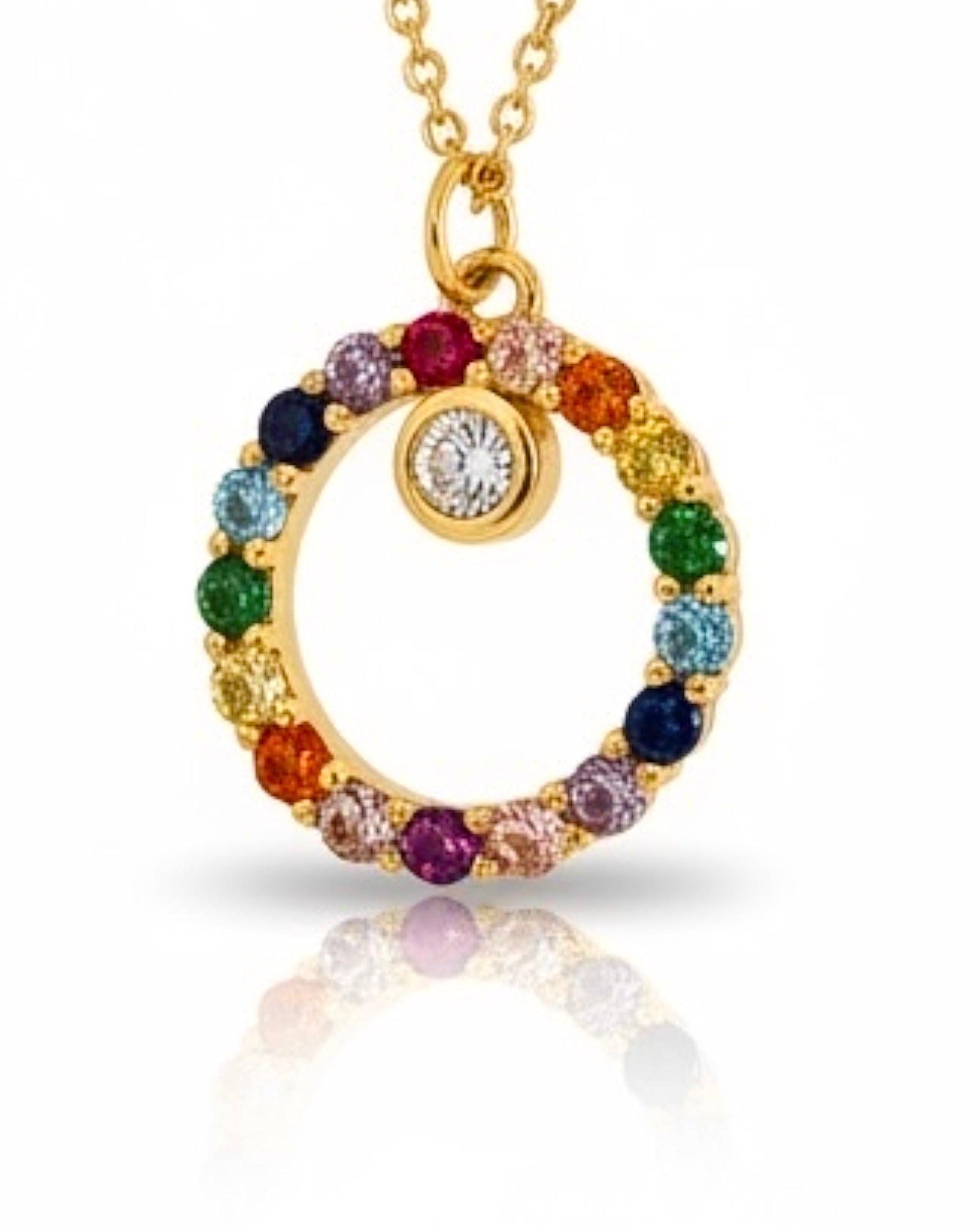 Colar Arco-Íris em Prata Dourada