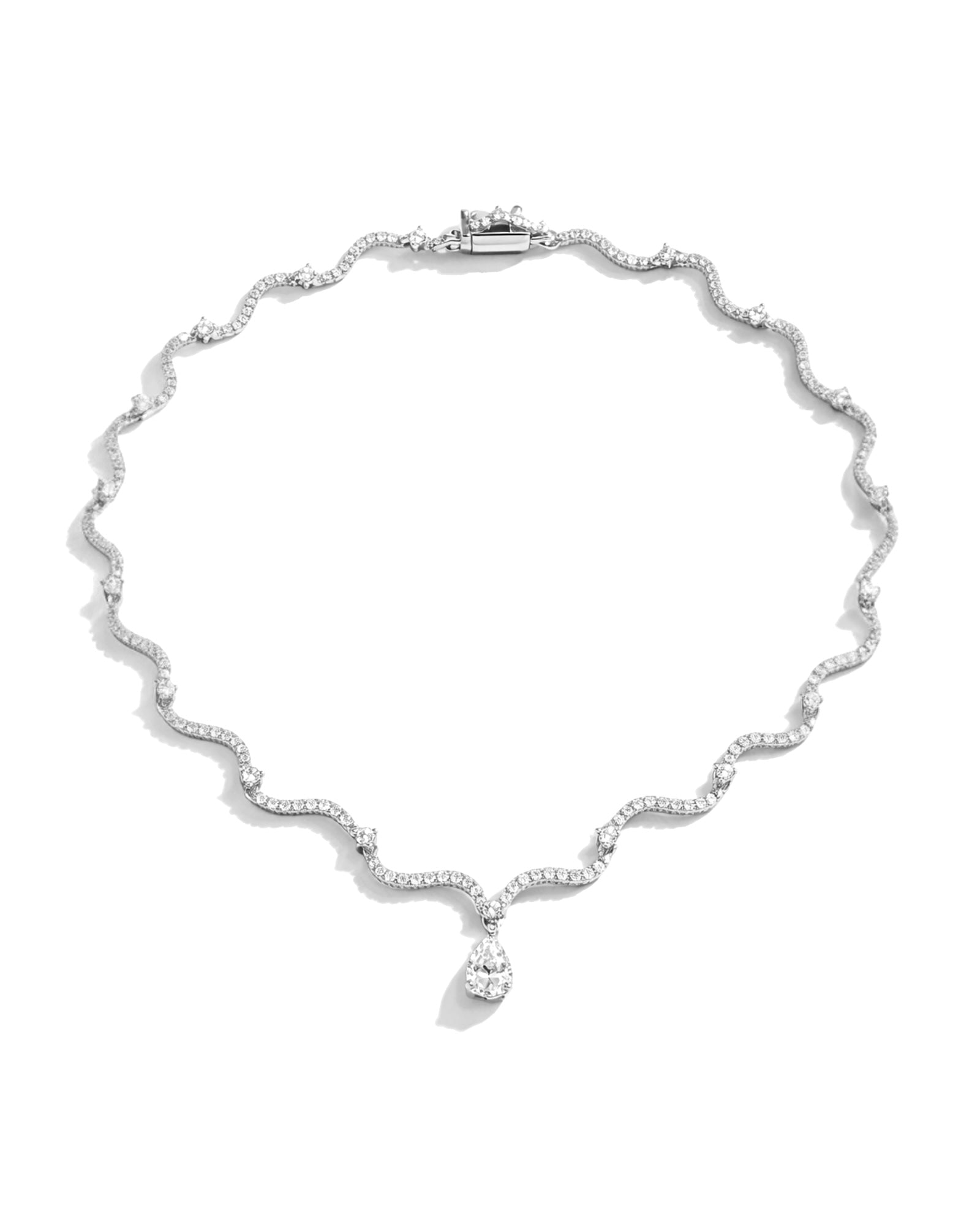 Colar Encanto com Gota em Prata Branca