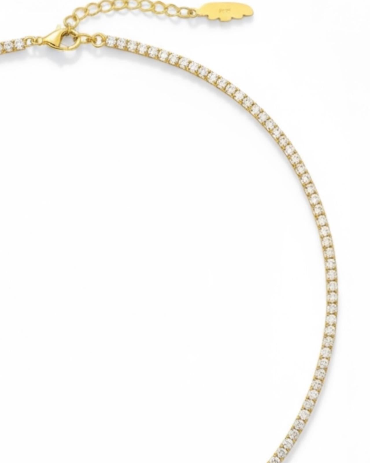 Gold-plated silver sparkly necklace