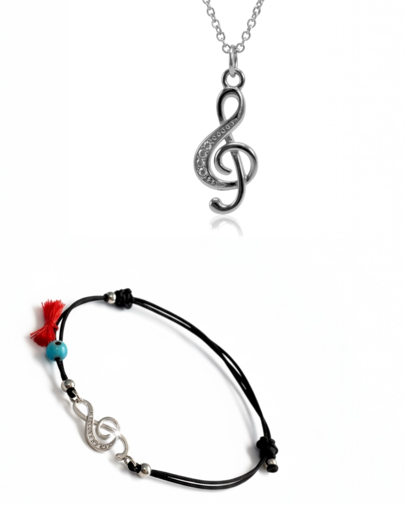 Pulseira Seda Clave de Sol em Prata Dourada