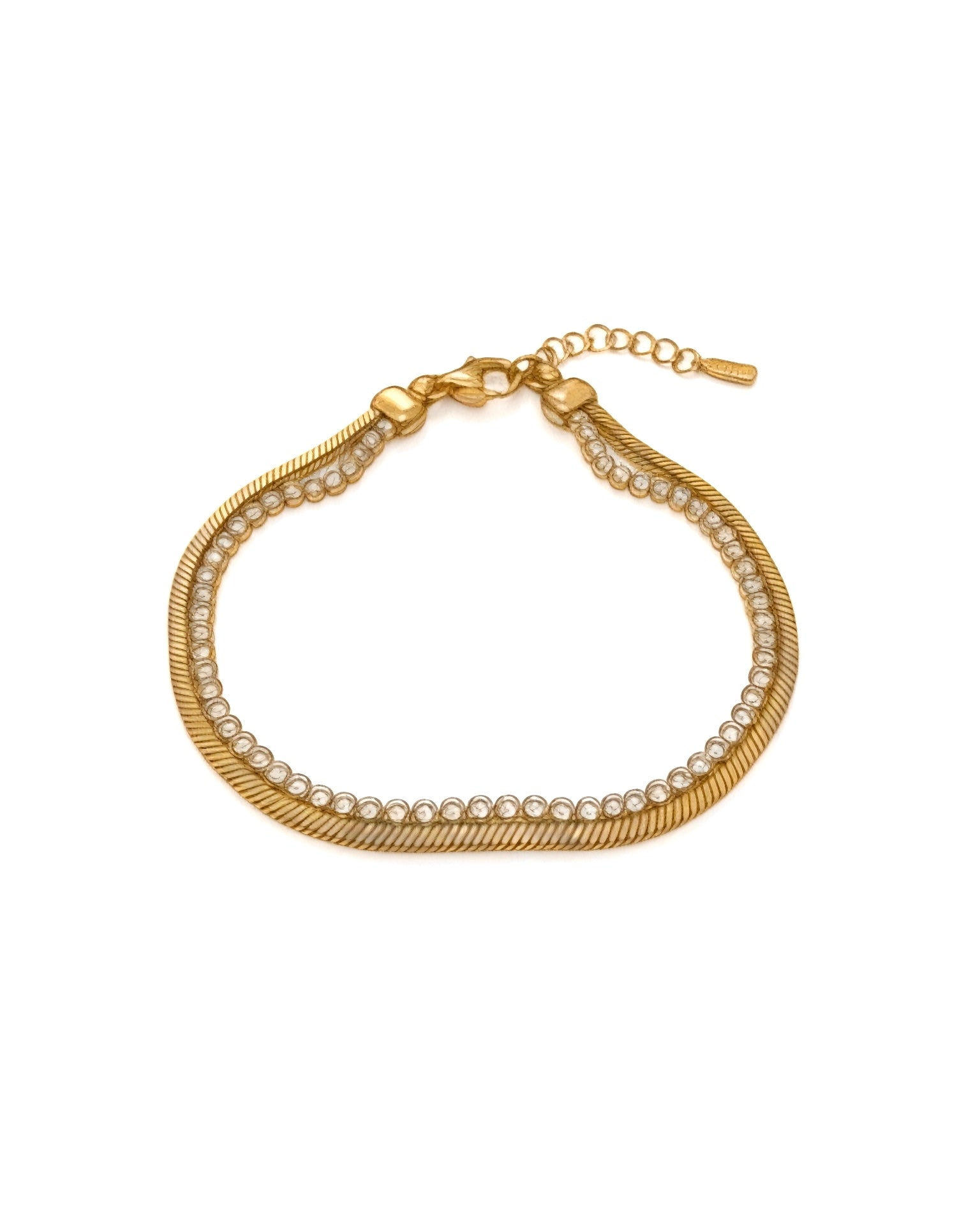 Pulseira com Brilho em Prata Dourada