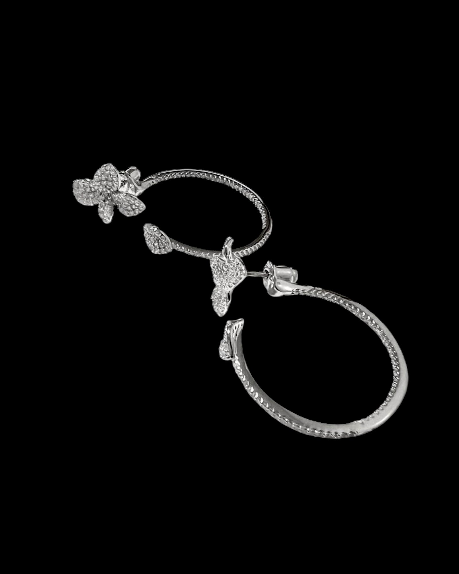 Silver Petal Hoops