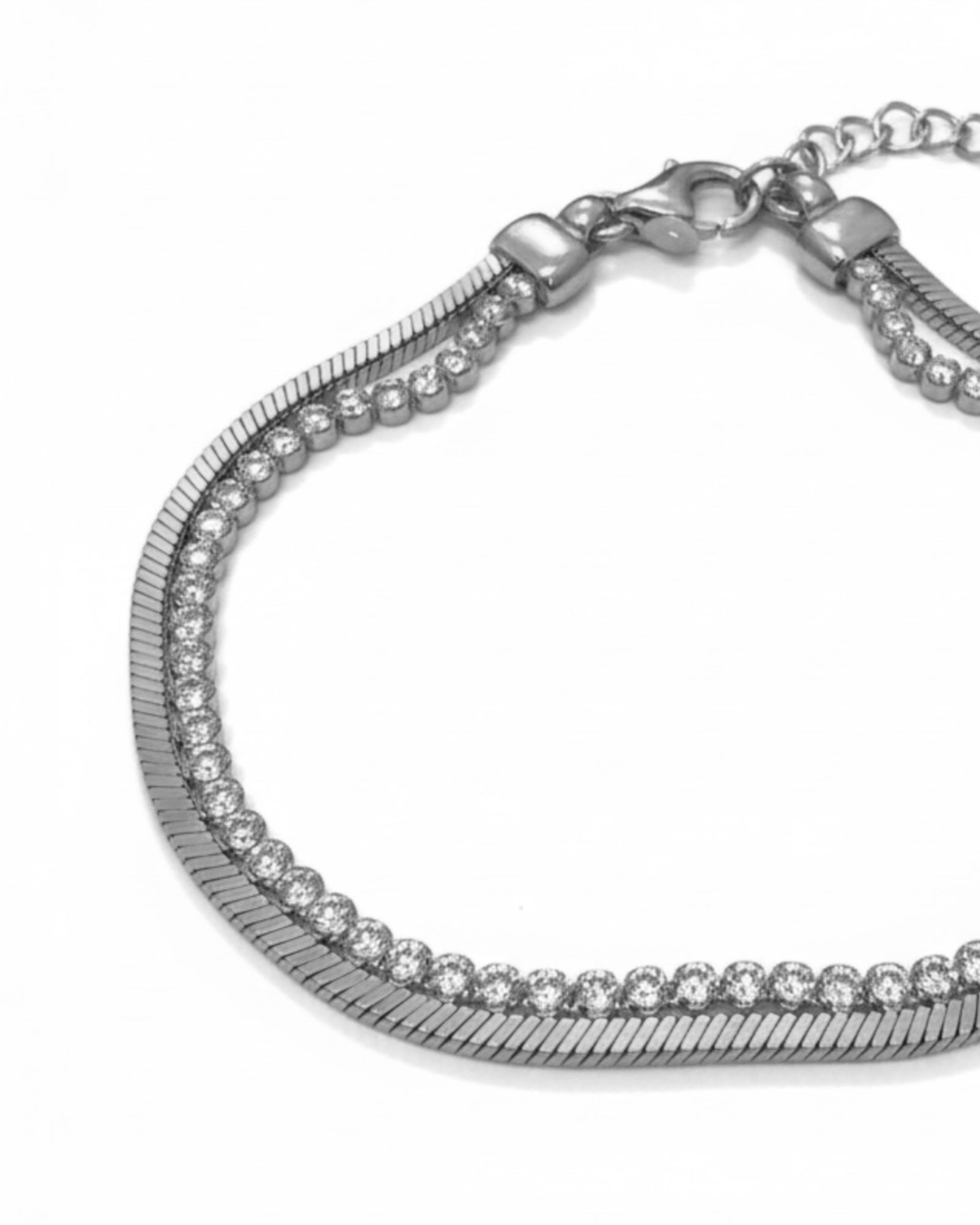 Pulseira com Brilho em Prata