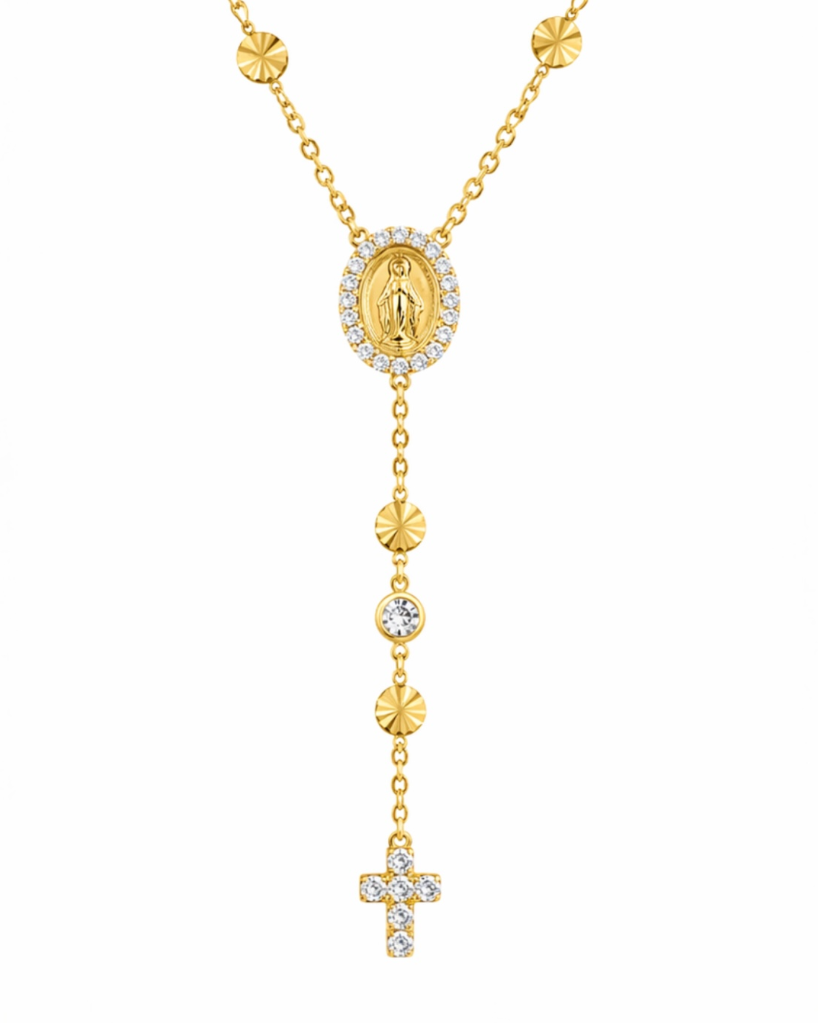 Gold-plated silver rosary necklace
