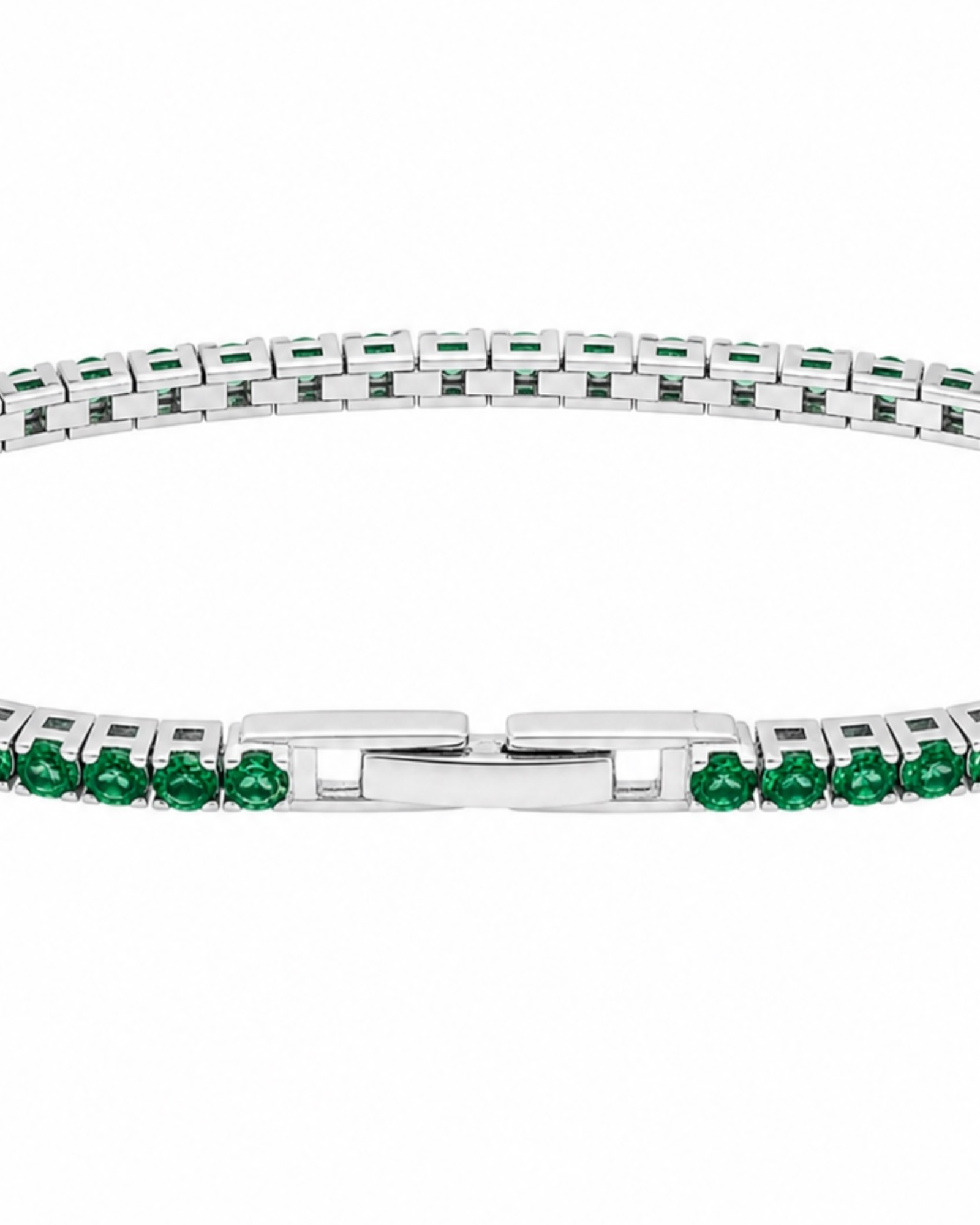 Pulseira Verde com Brilho em Prata