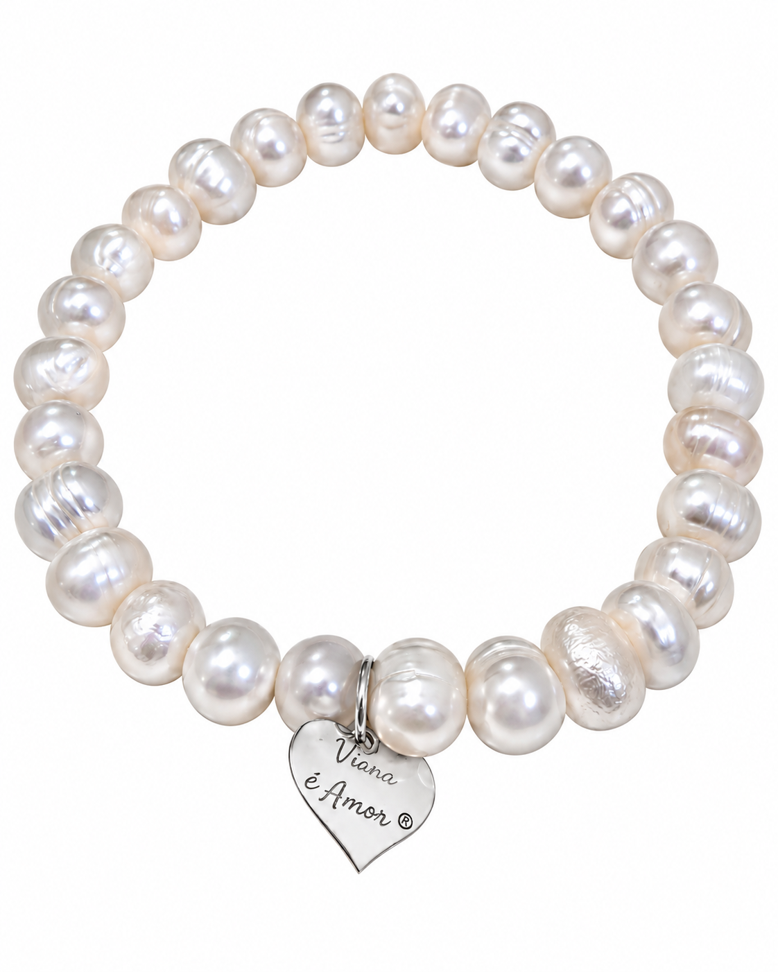 Pearl bracelet with filigree girl in gold-plated silver.