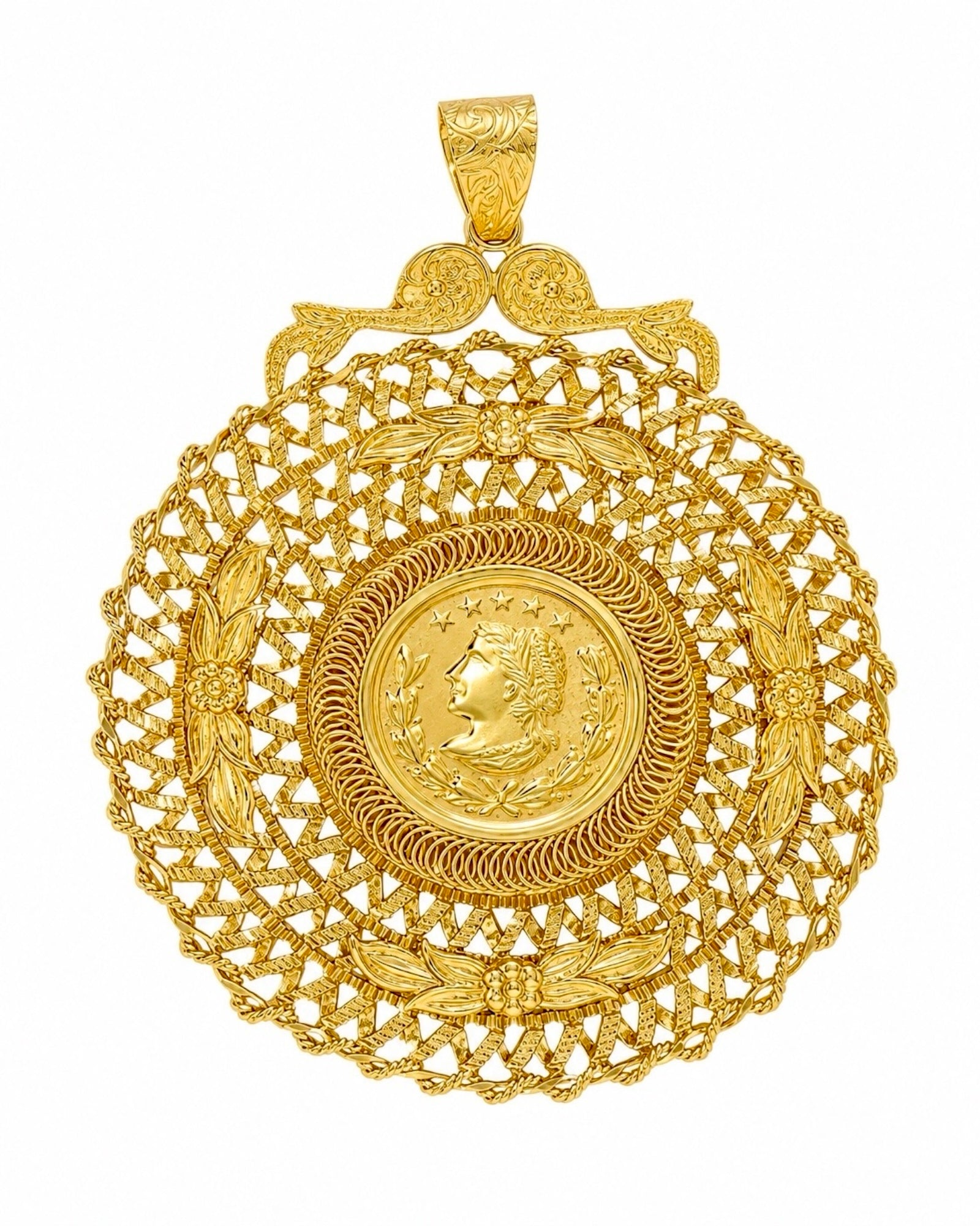 Medalha Imagem Libra em Prata Dourada