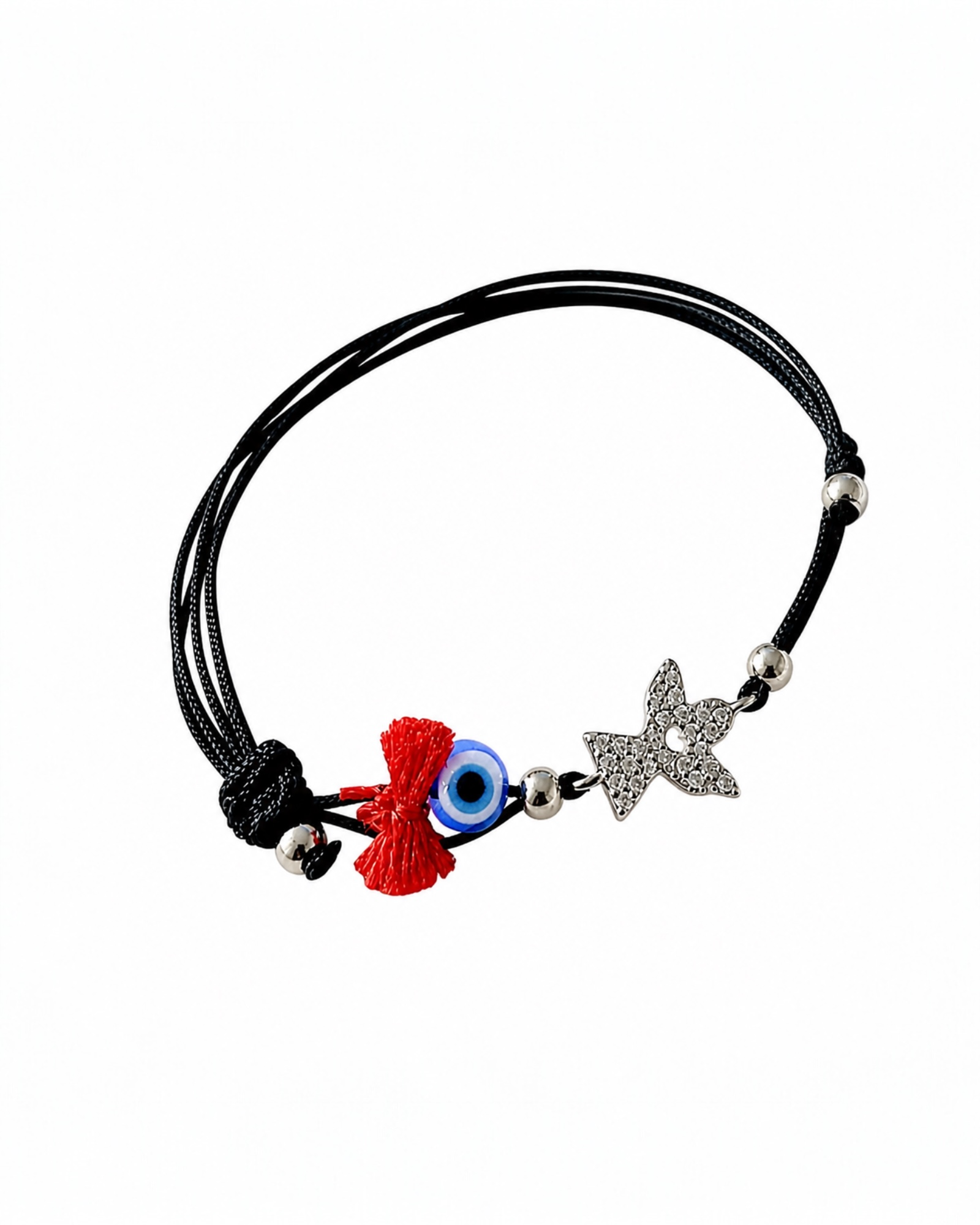 Pulseira de Seda com Anjo em Prata