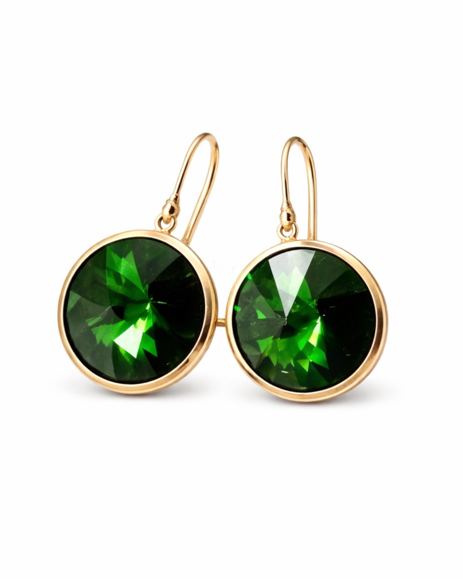 Brincos Verdes em Prata Dourada