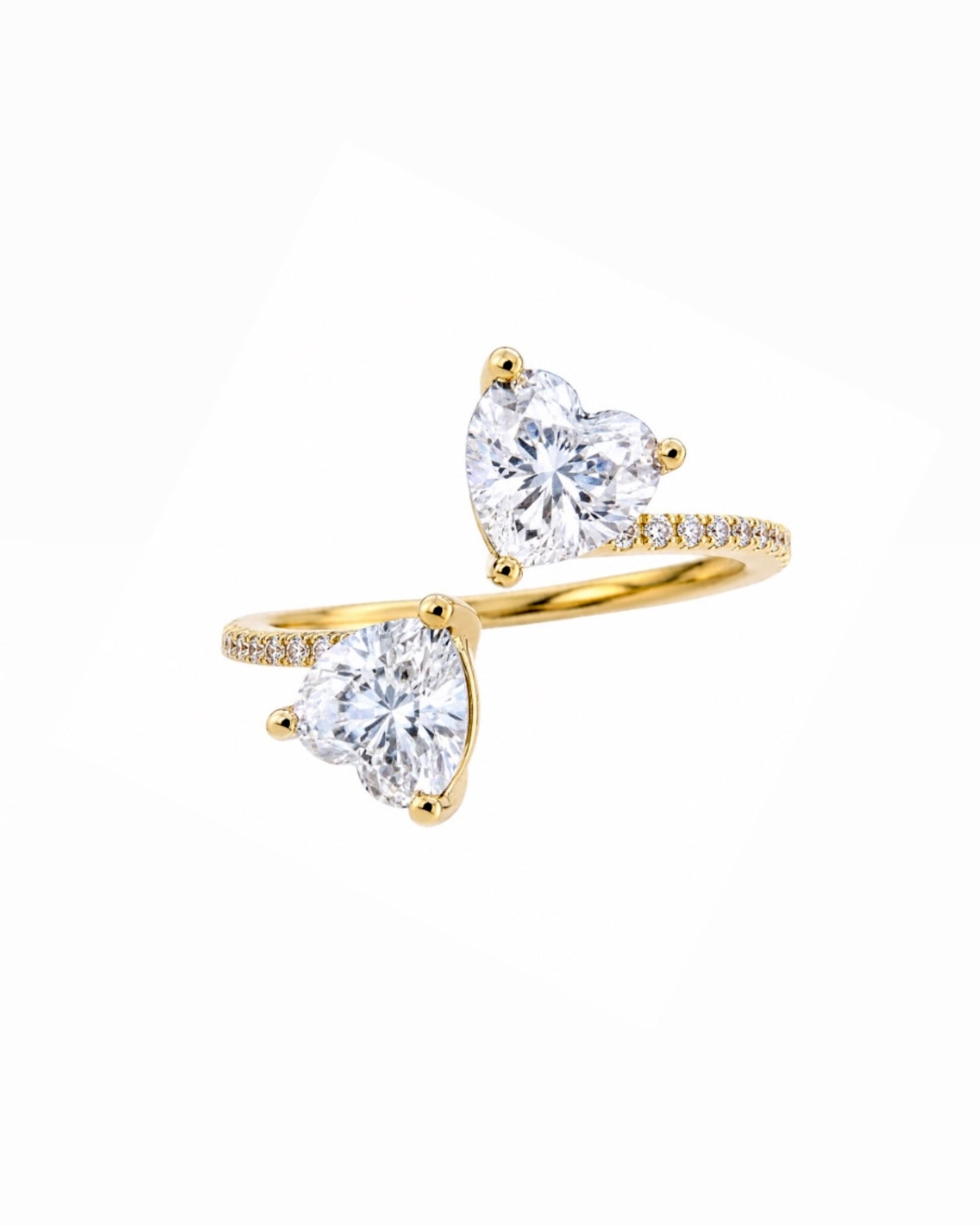 Double Heart Ring in Gold-Plated Silver