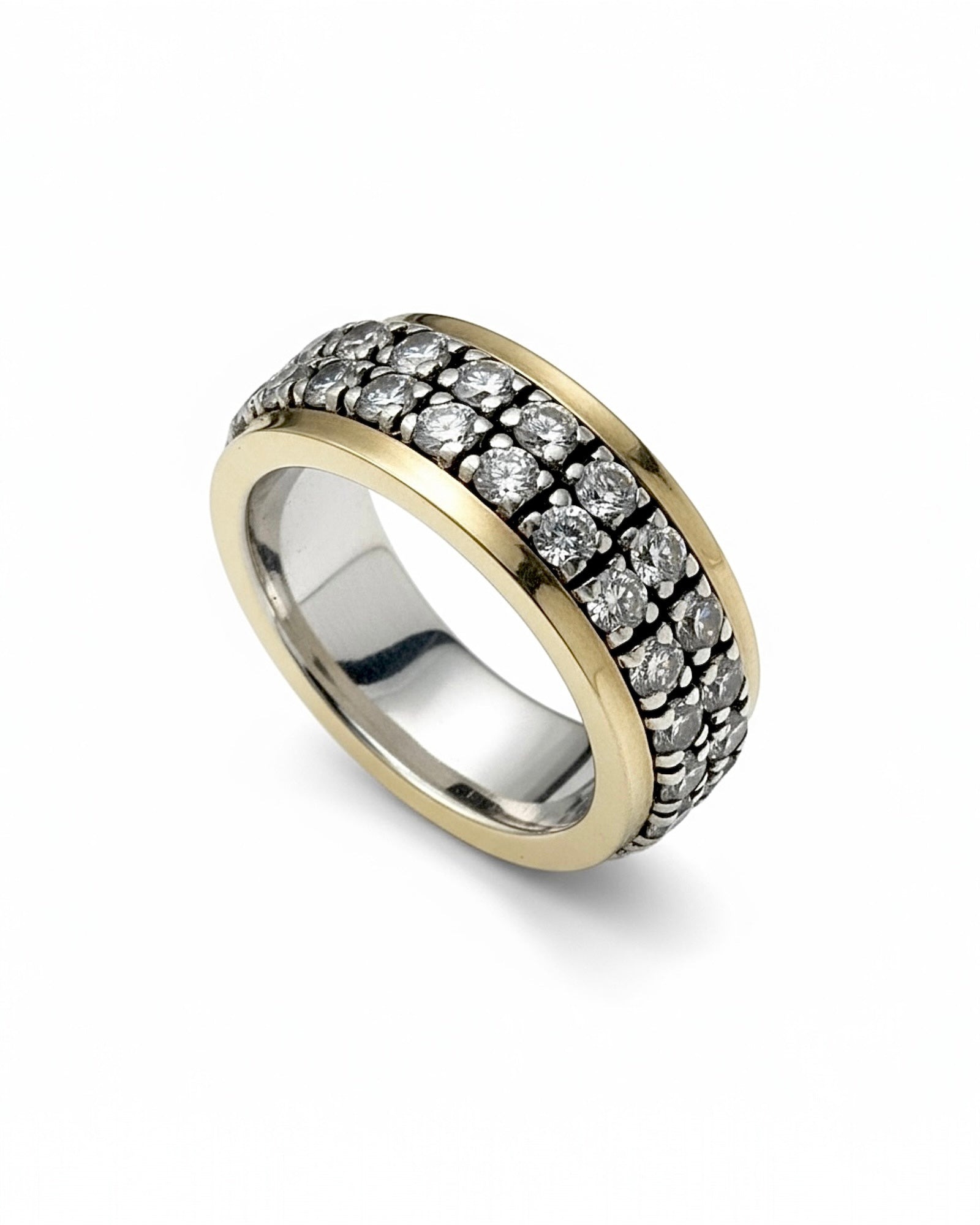 Anti-Stress Ring Two Rows in Silver and Gold