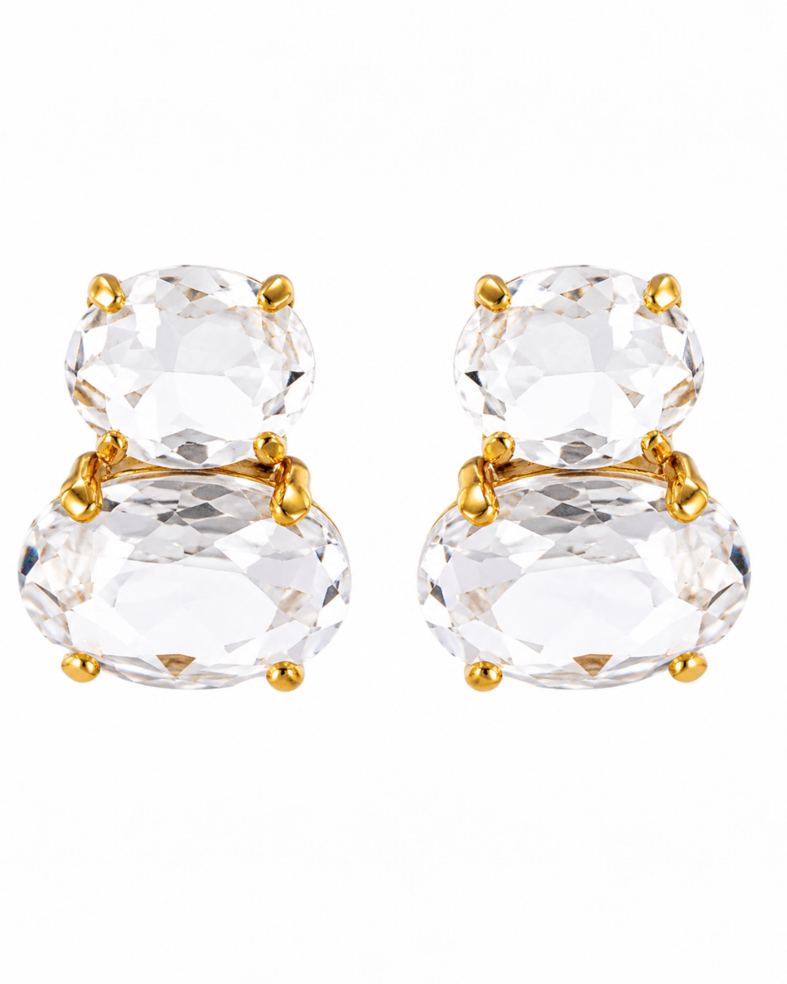 Clear Crystal Earrings in Gold-Plated Silver