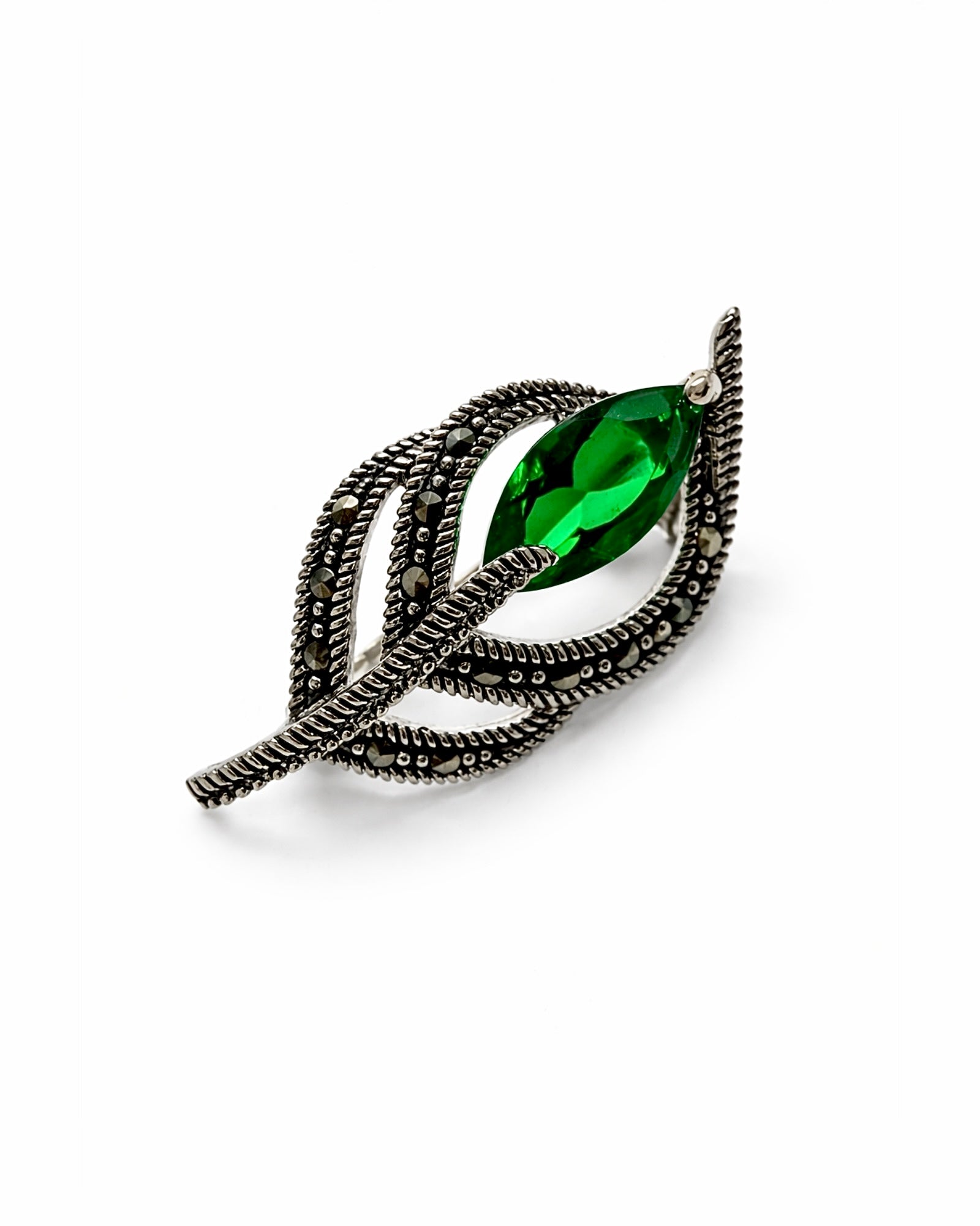 Silver Pin/Medal with Green Stone