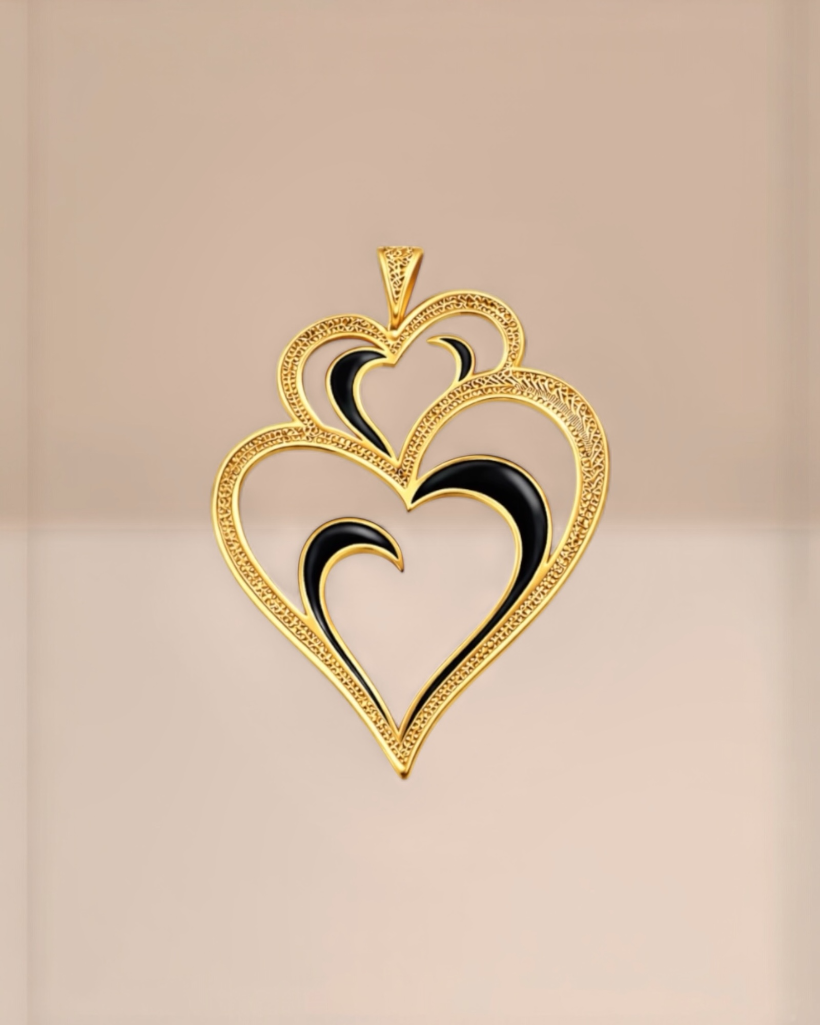 Viana Heart Medal is Love with Black Enamel