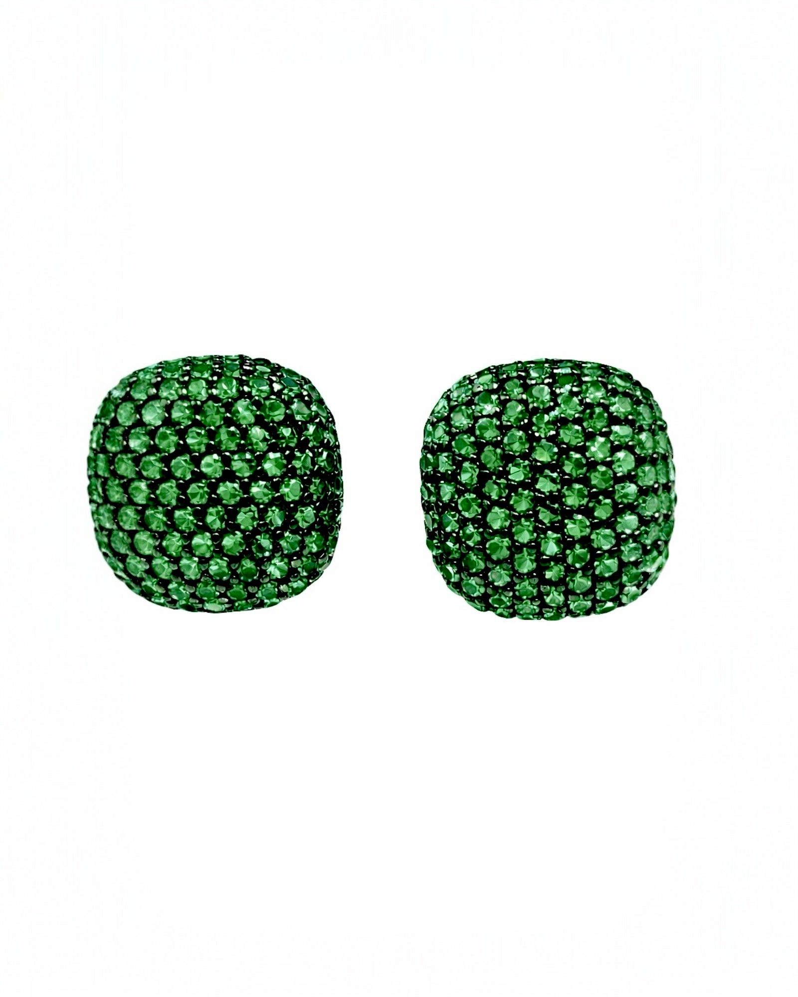 Green Sparkling Silver Earrings