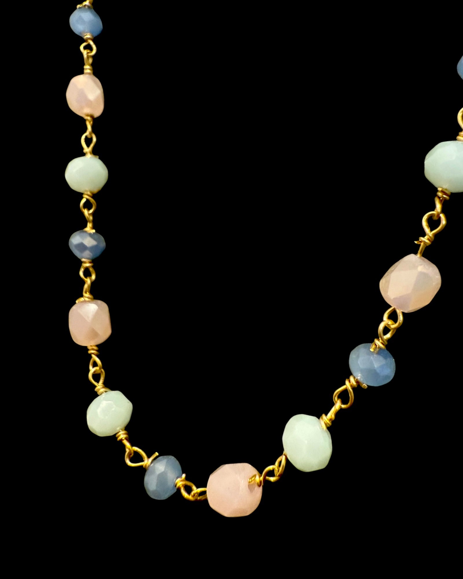 Rosary Necklace in Pink Silver