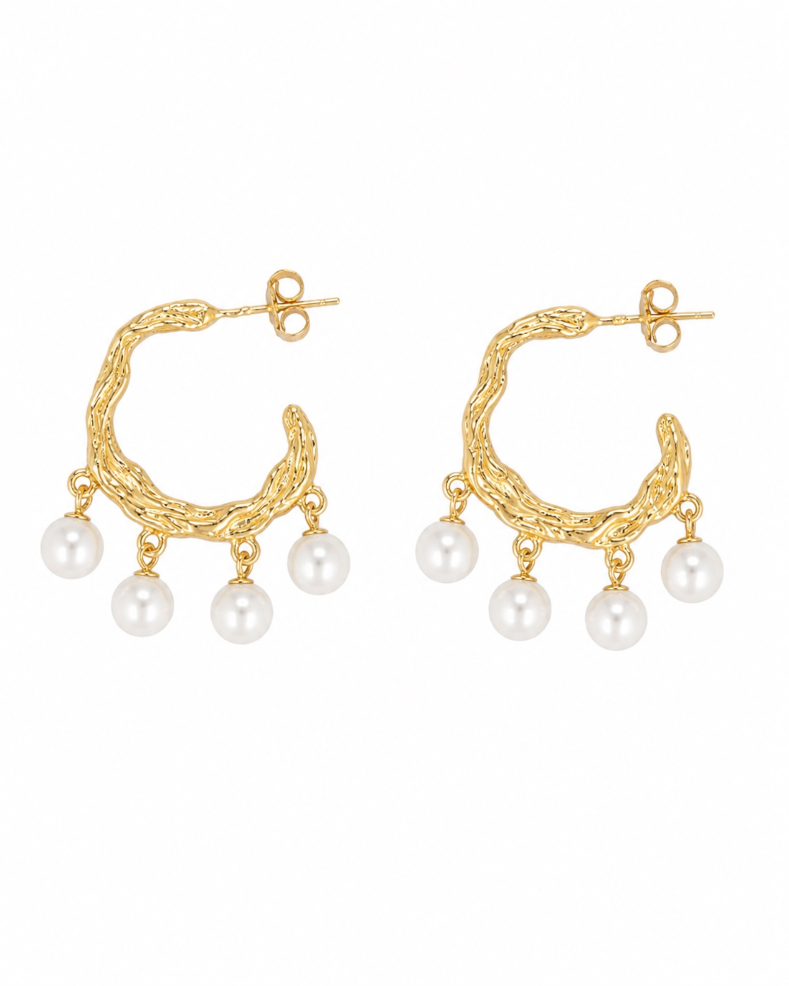 Pearl Hoop Earrings in Gold-Plated Silver