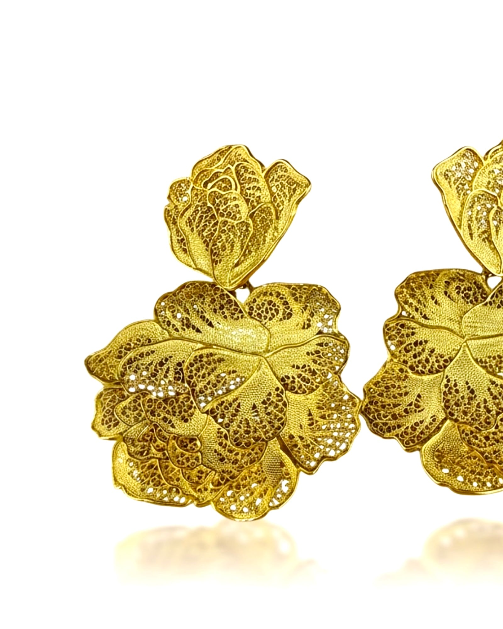 Baroque Filigree Earrings in Gilded Silver