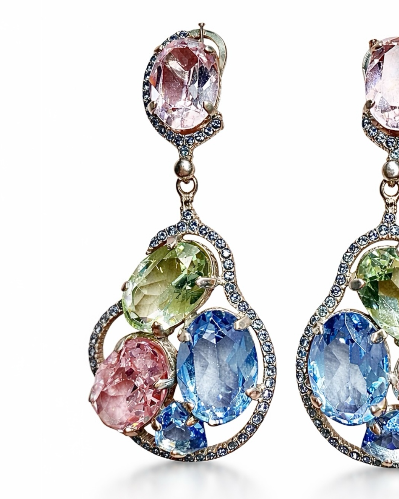 Colorful Party Earrings in Silver