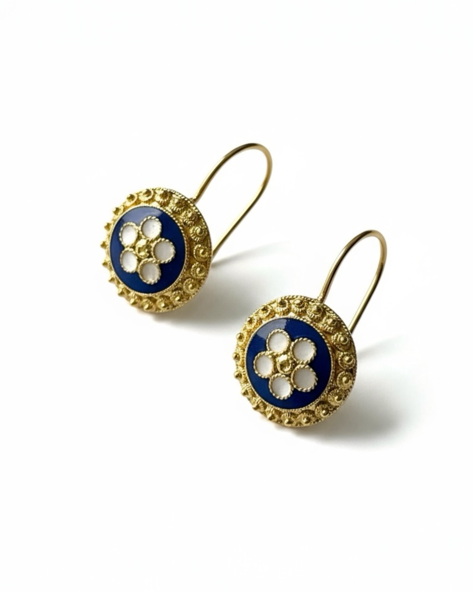 Blue Snail Earrings in Gold Plated Silver
