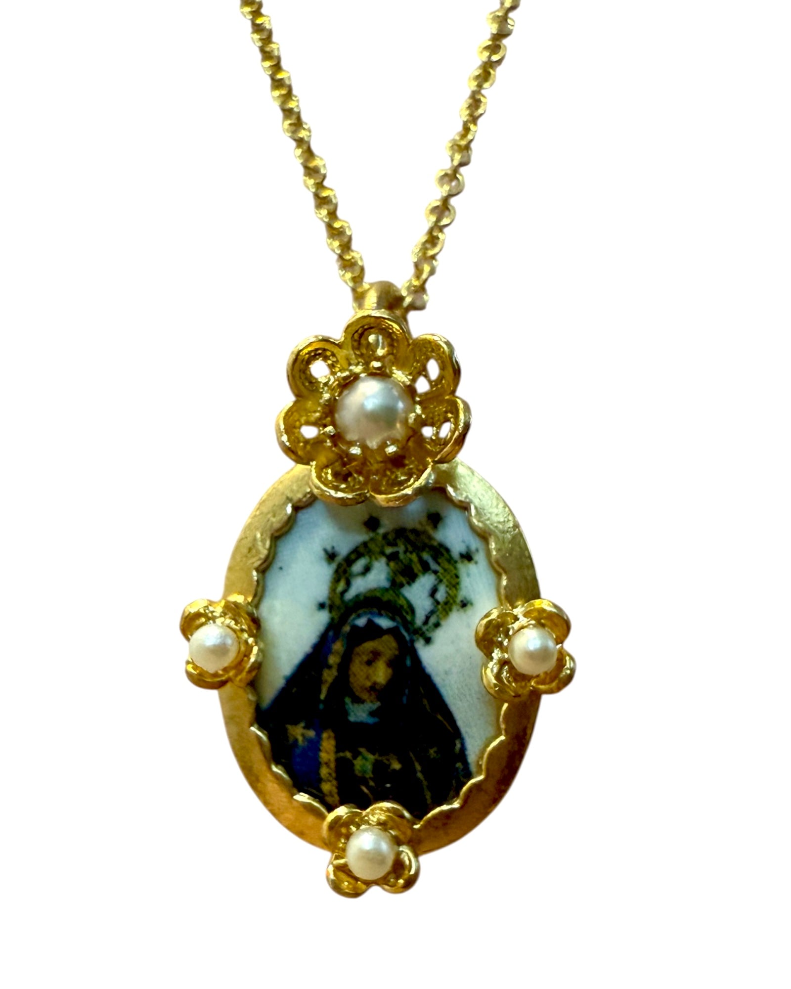 Colar com Esmalte da Nossa Senhora da Agonia