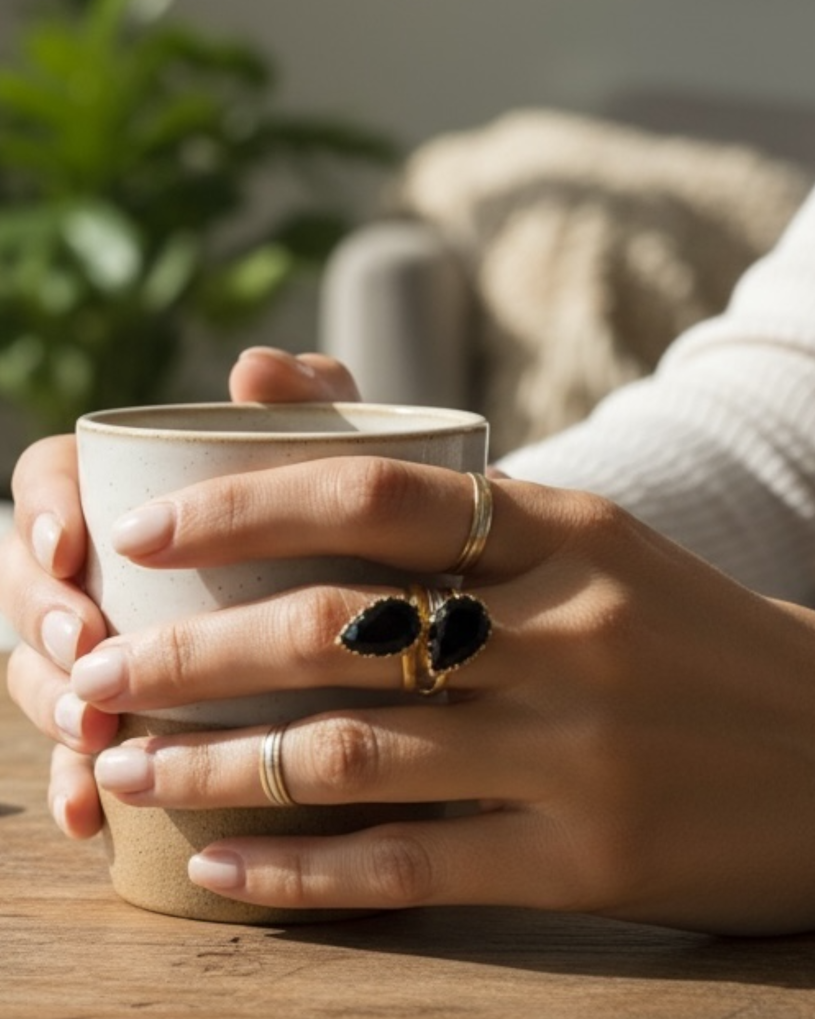 Pink Drop Ring in Gold-Plated Silver