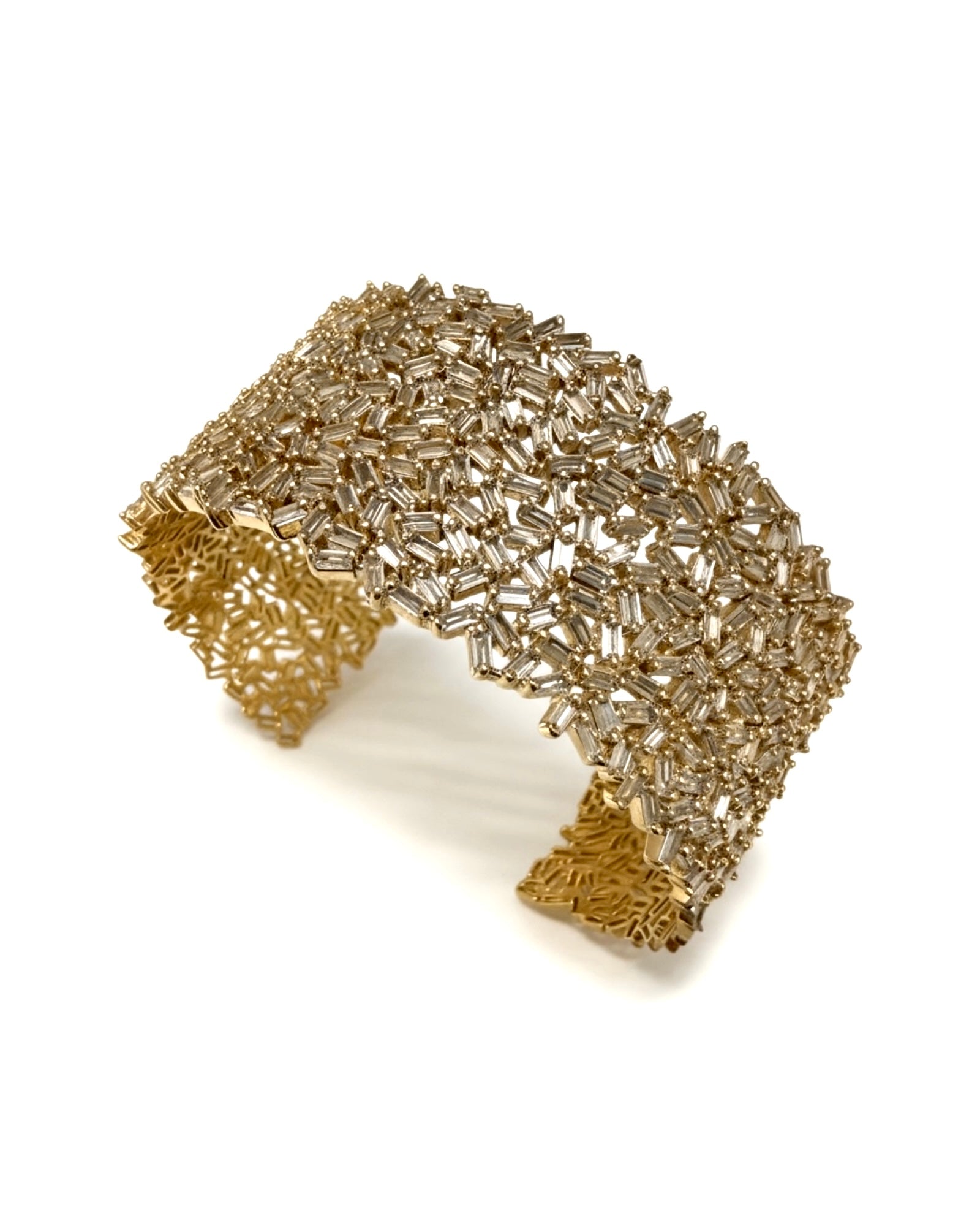 Pulseira / Escrava Baguetes em Prata Dourada