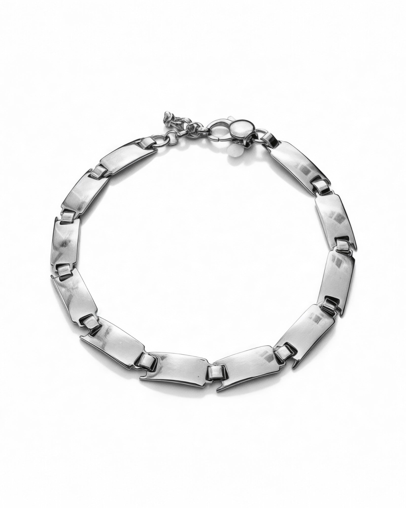 Men's Silver Bracelet with Geometric Links
