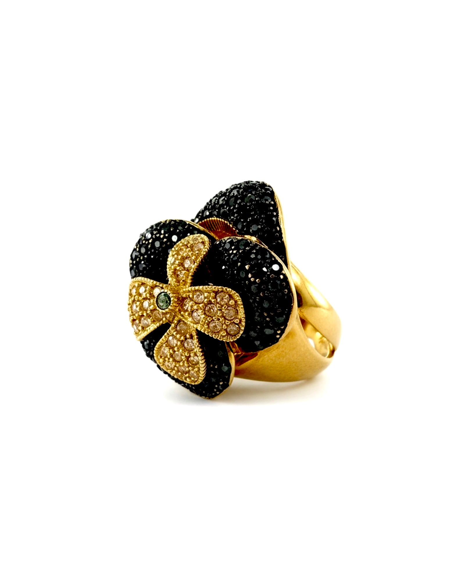 Half Flower Ring in Gold Plated Silver