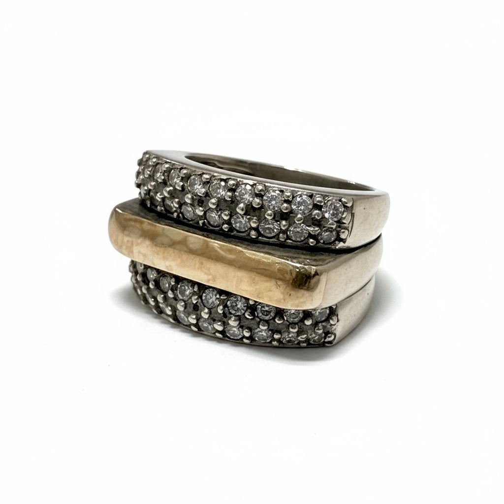 Book Ring in silver and gold