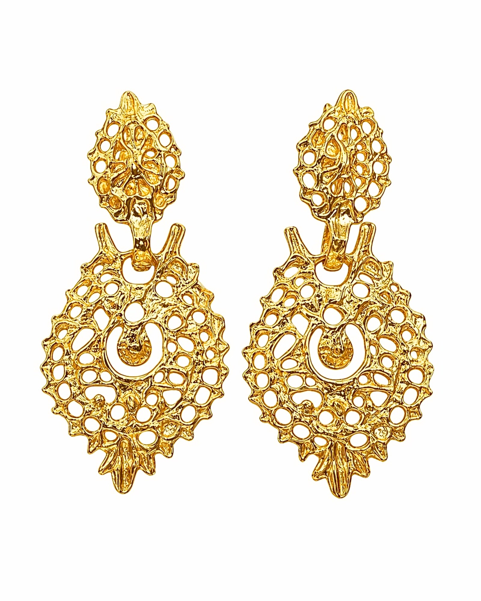 Queen-style earrings in gilded silver (with stud)