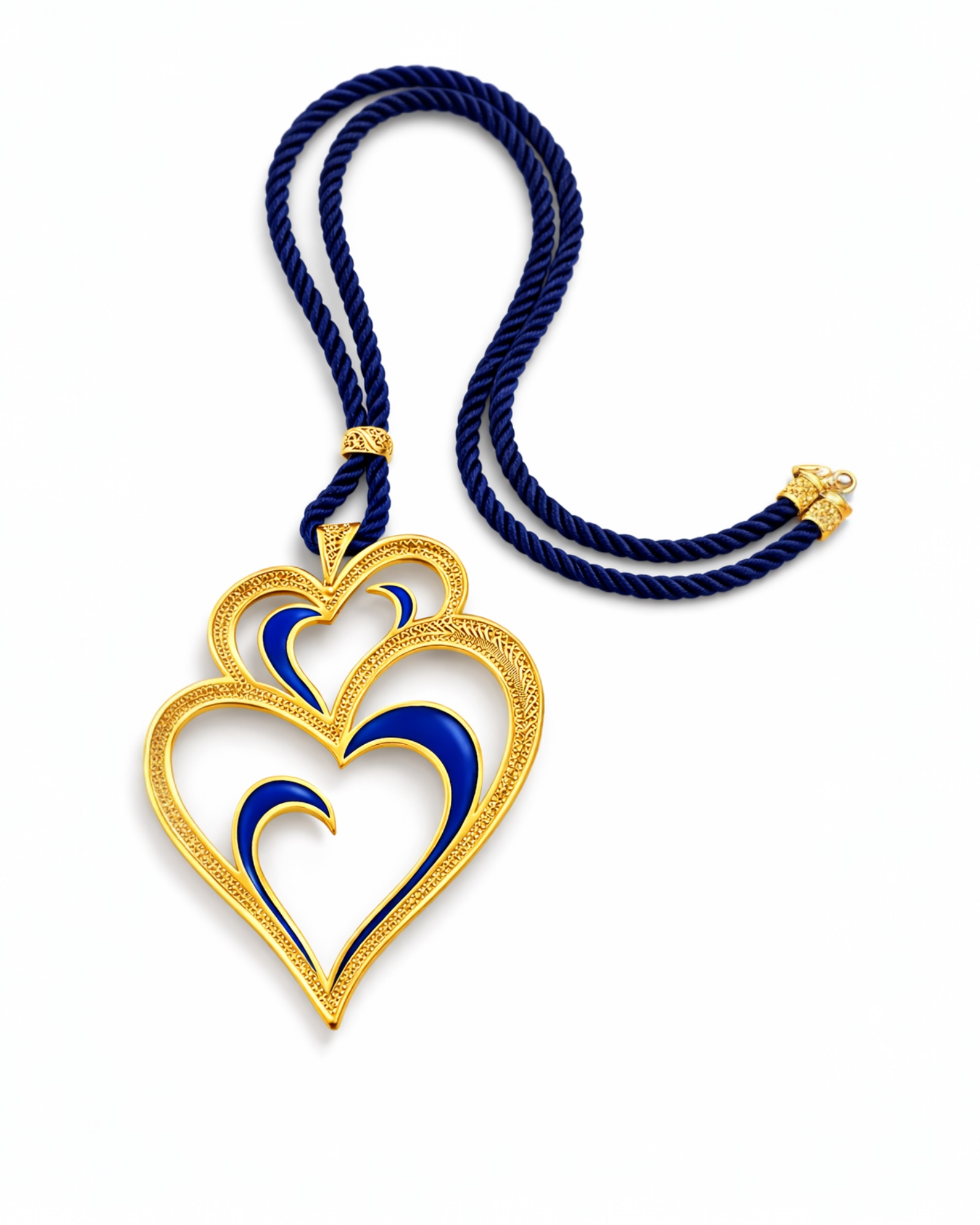Viana Heart Necklace is Love with Blue Enamel in Gold-Plated Silver