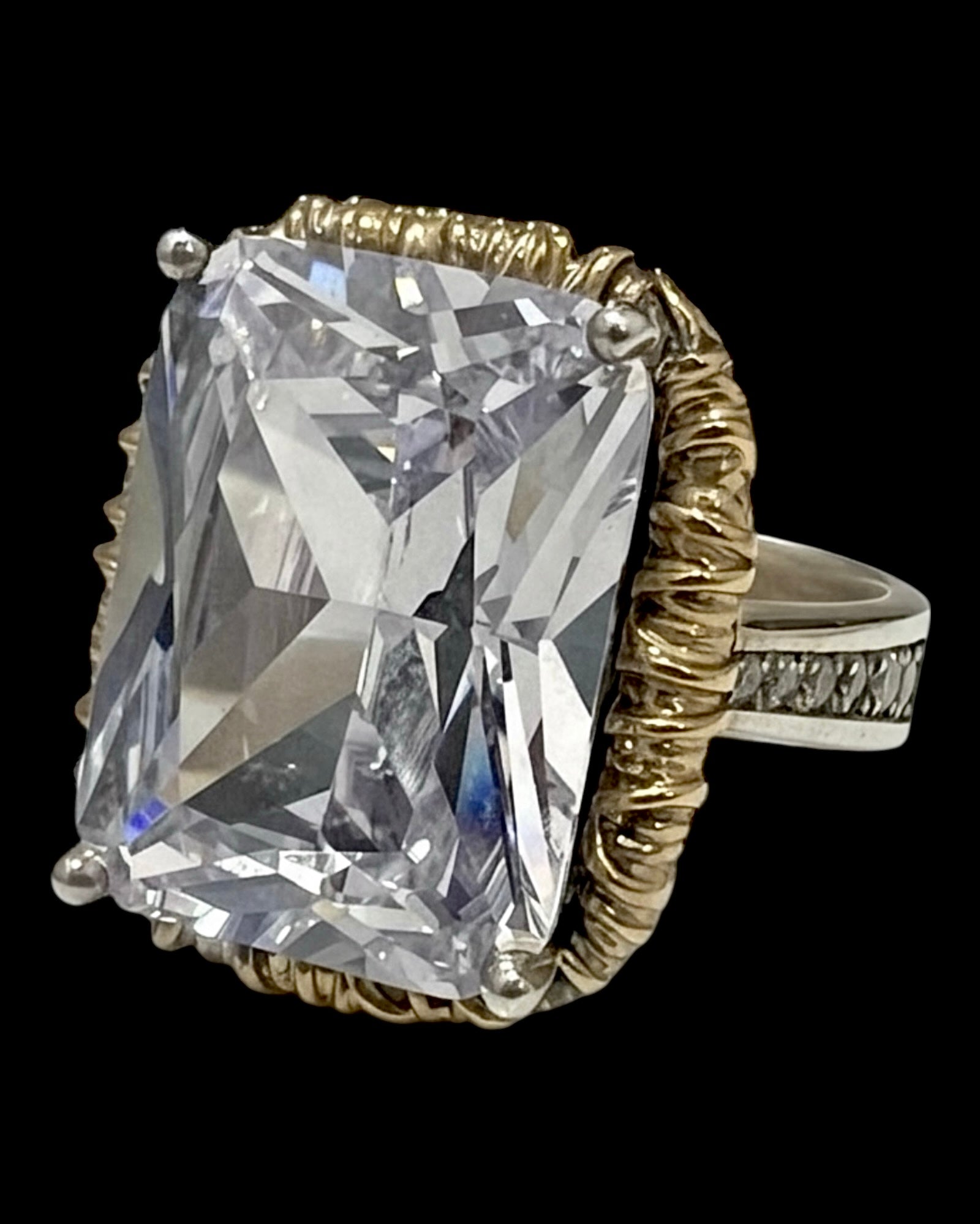Silver and Gold Ring with Quartz