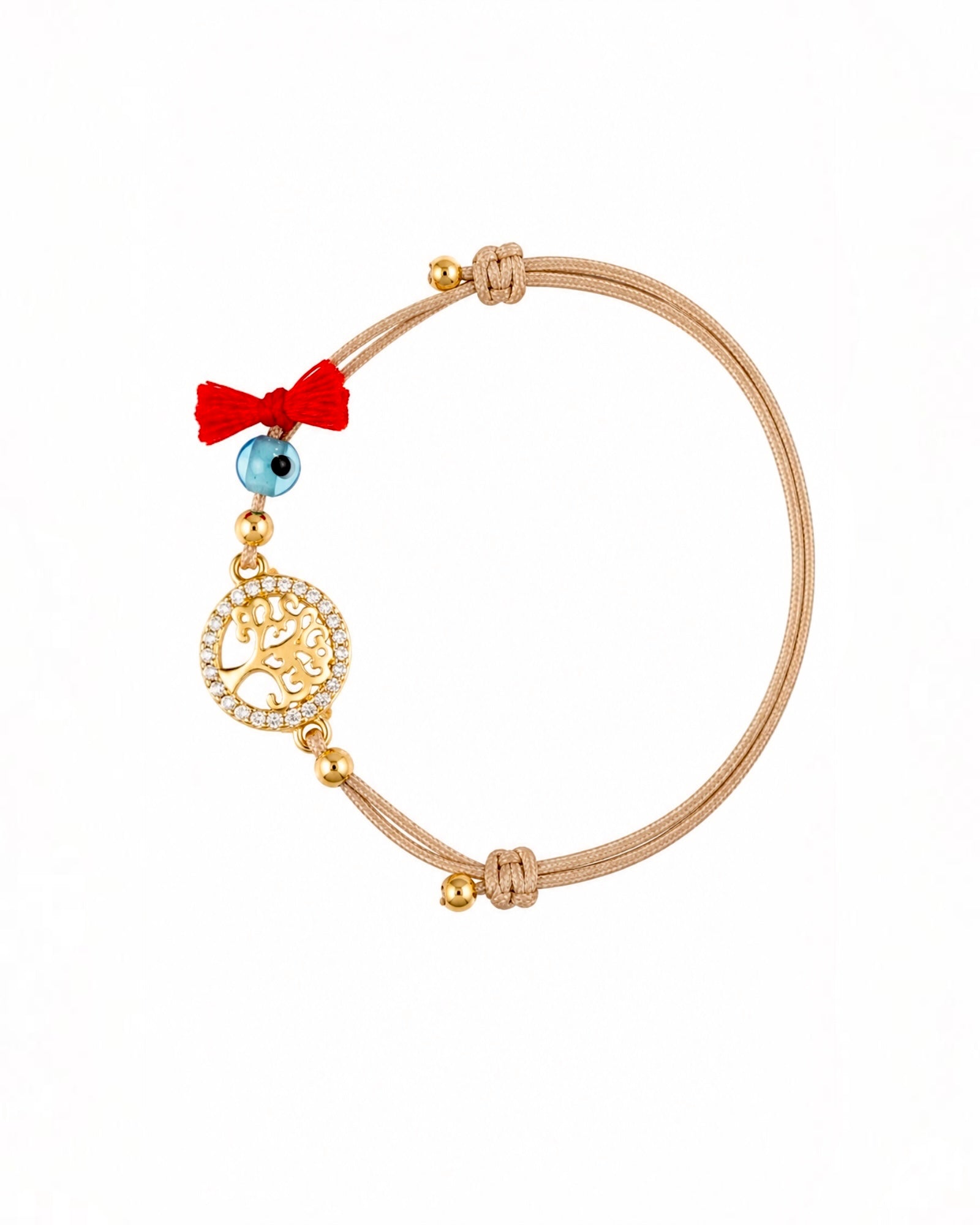 Pulseira Seda Árvore da Vida em Prata Dourada