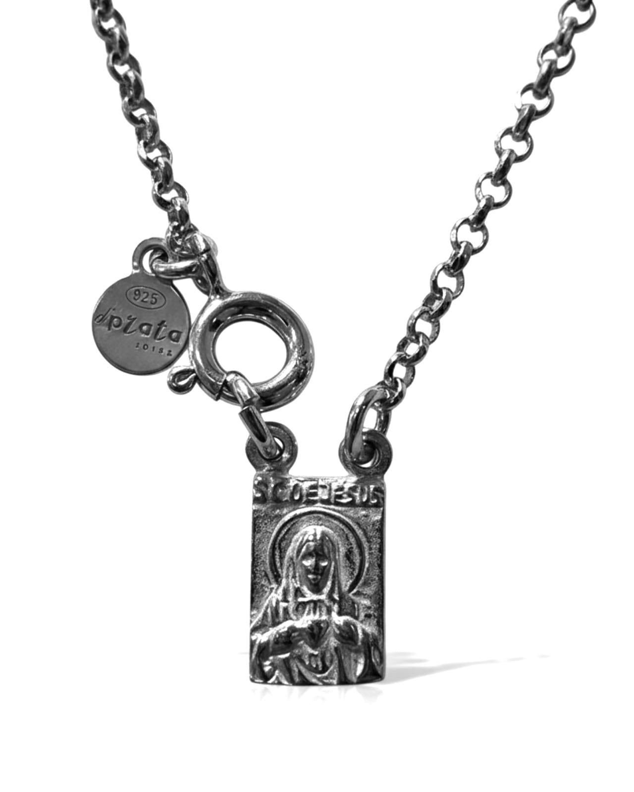 S- Escapulário de Malha Tradicional em Prata Branca