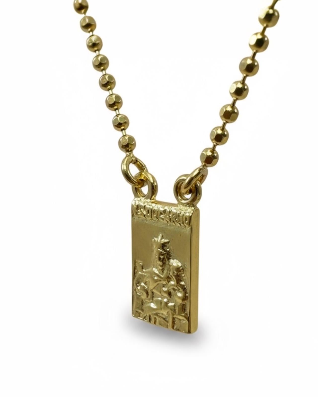 S- Escapulário de Malha Esfera em Prata Dourada