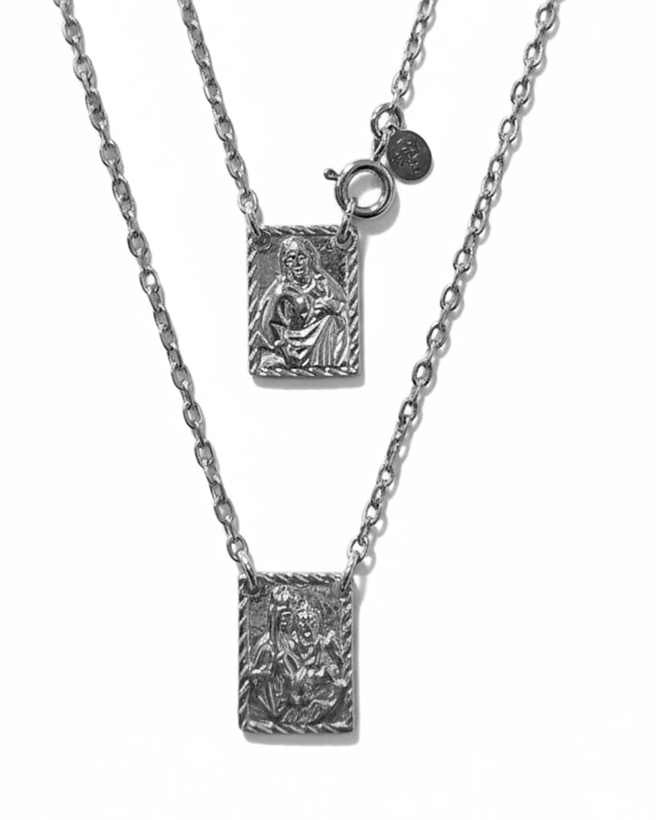 M - Escapulário Malha Tradicional em Prata Branca