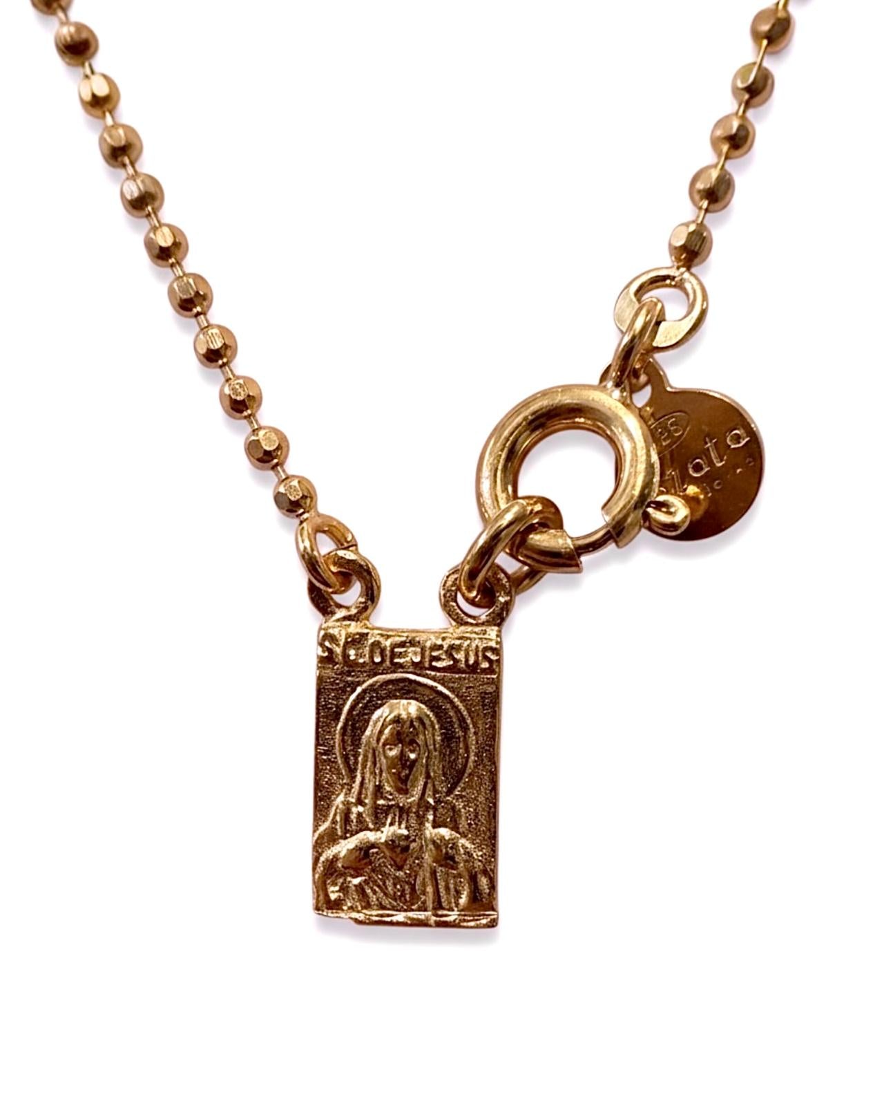 S - Escapulário de Malha Esfera em Prata Rosa