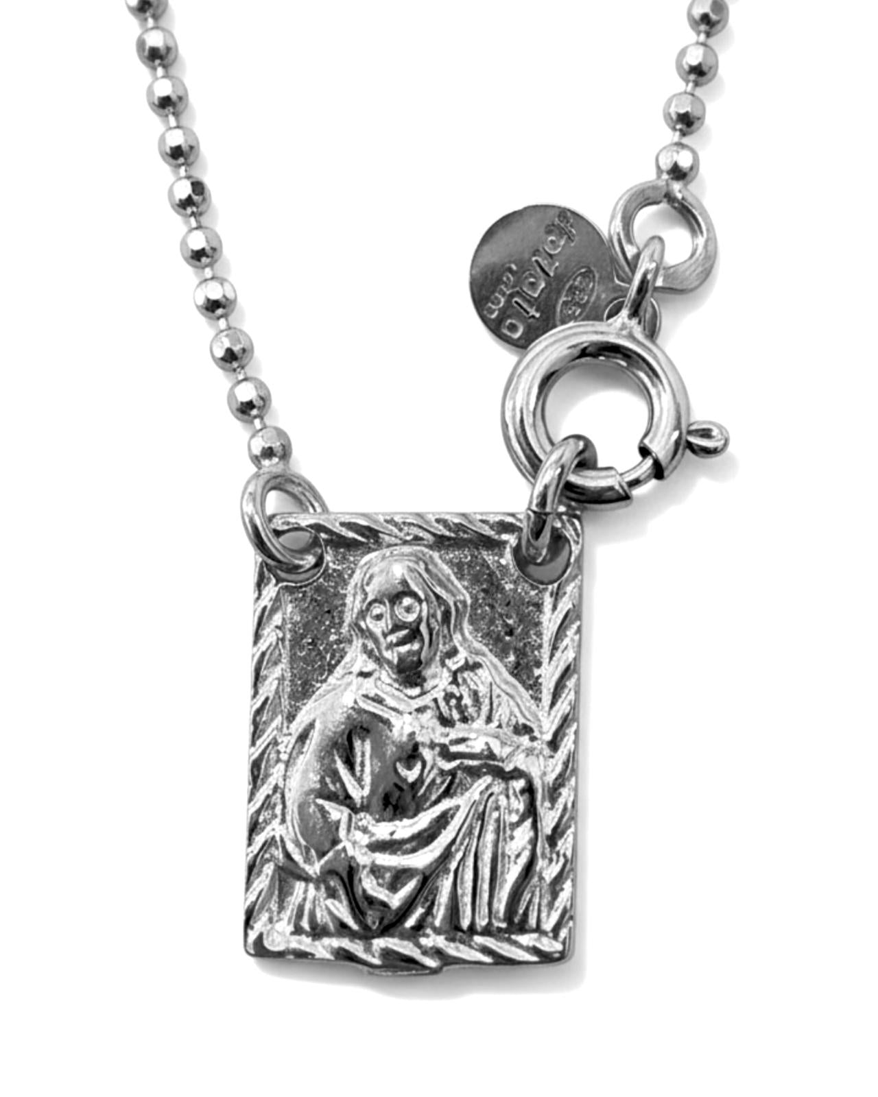 M - Escapulário Malha Esfera em Prata Branca