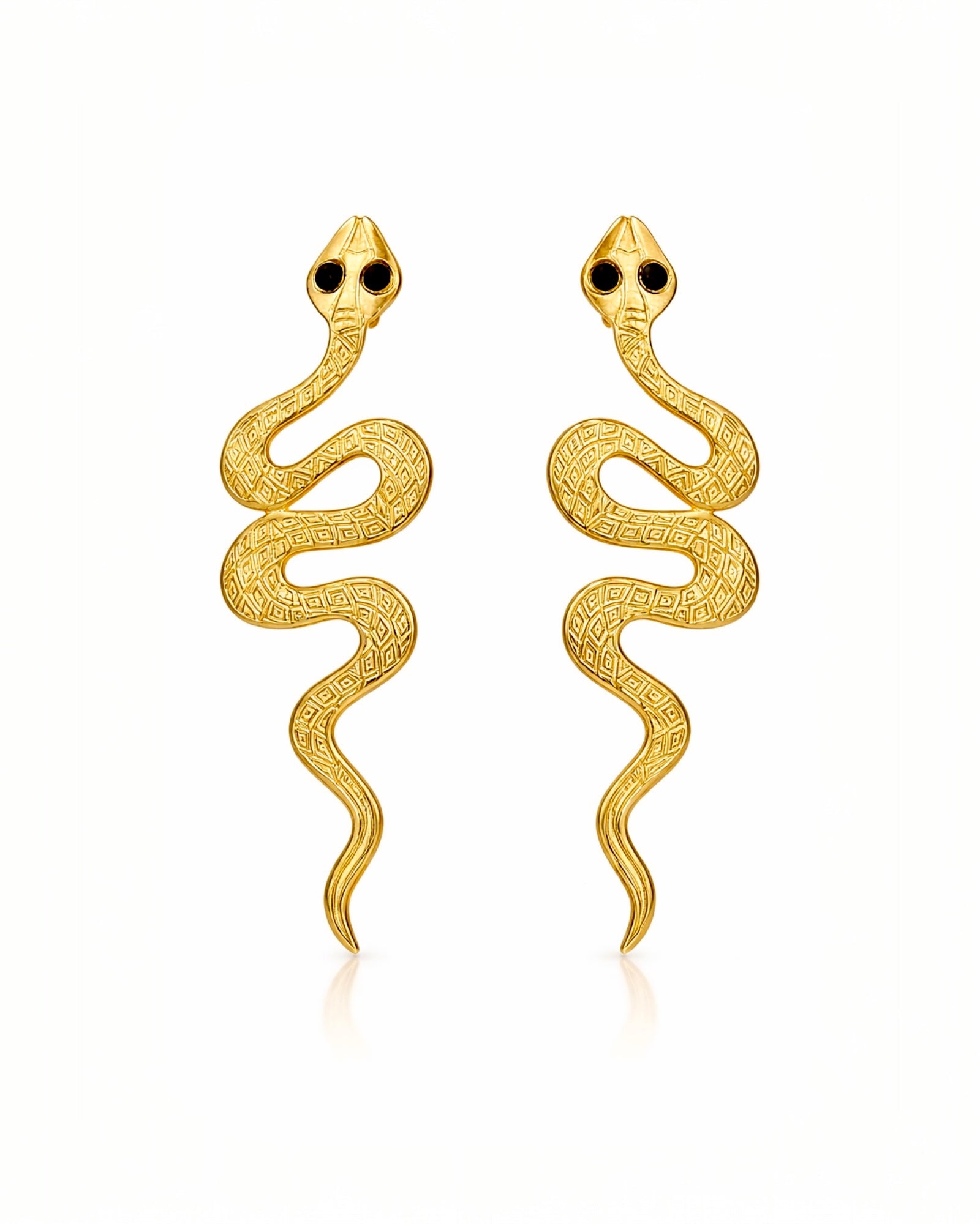 Brincos Cobras em prata dourada