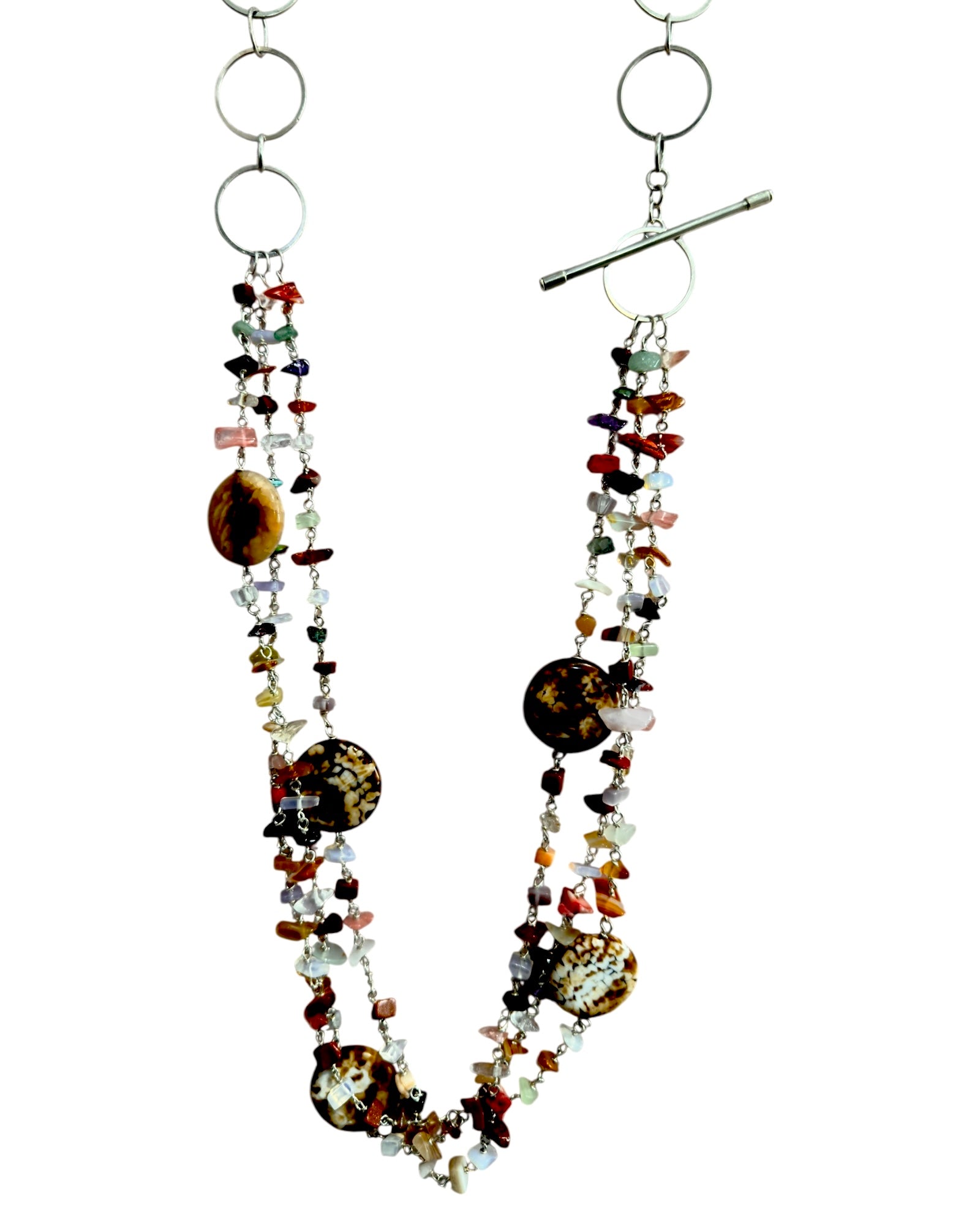 Colar Multicolor com Pedras Naturais e Conchas