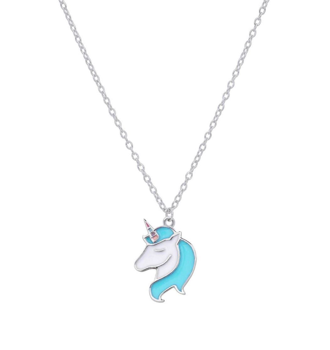 Blue Unicorn Necklace for Kids