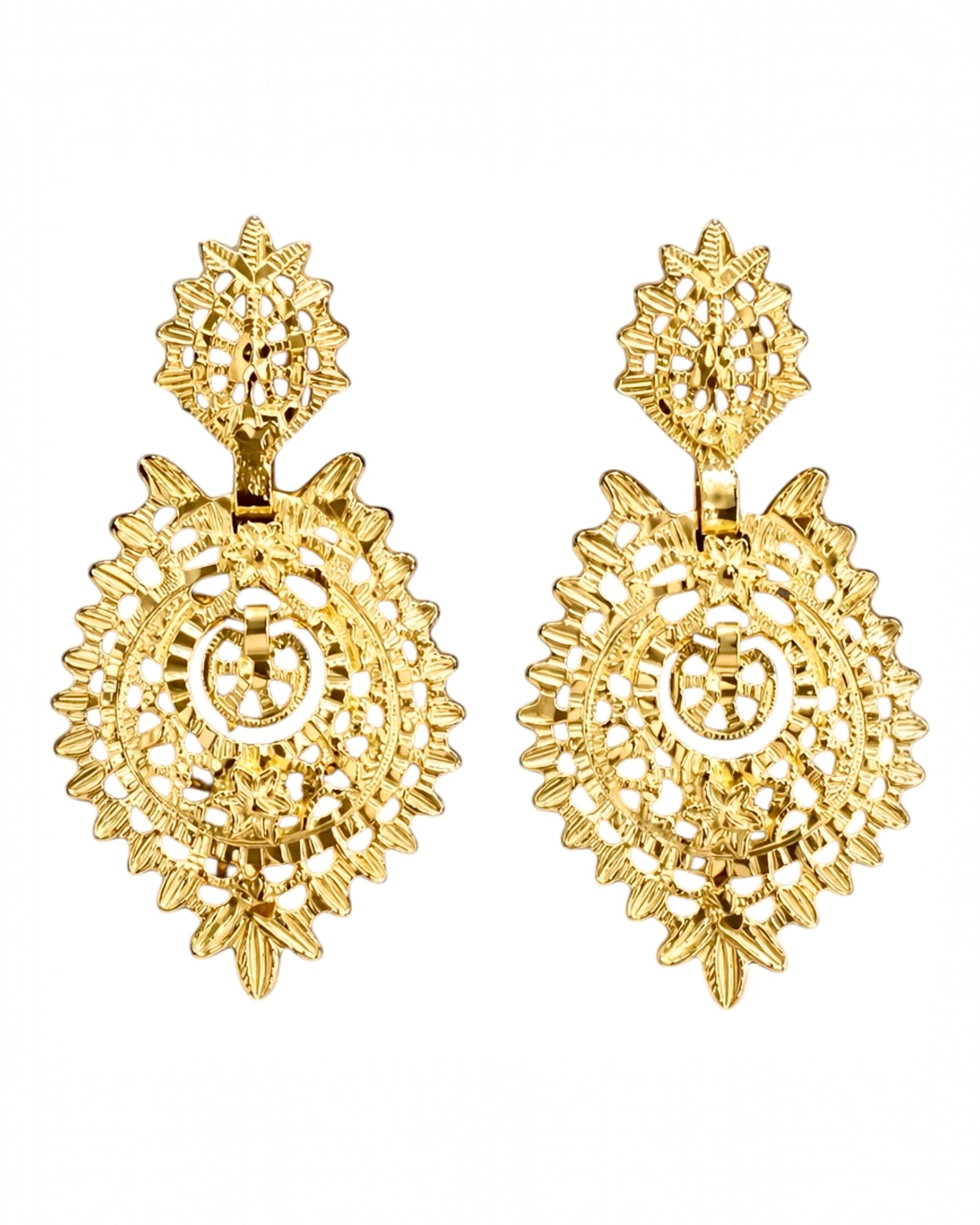 Brincos à Rainha em Prata Dourada (com espeque) Nº 3