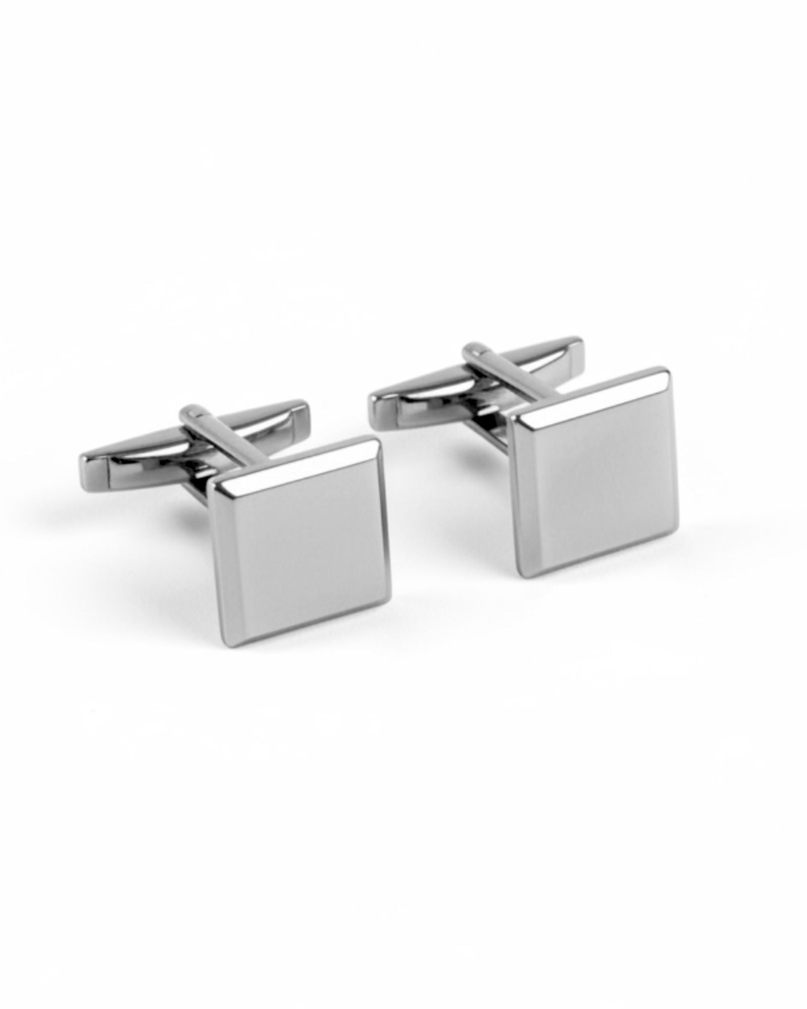 Botões de Punho Quadrados para Homem em Prata